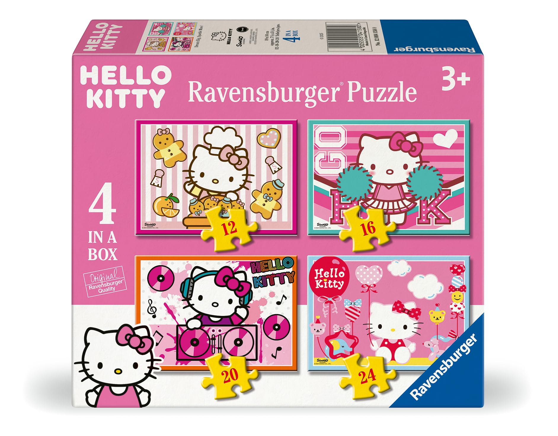 Ravensburger Hello Kitty 4 in a Box Jigsaw Puzzles - 12, 16, 20, 24 Pieces | Ages 3+