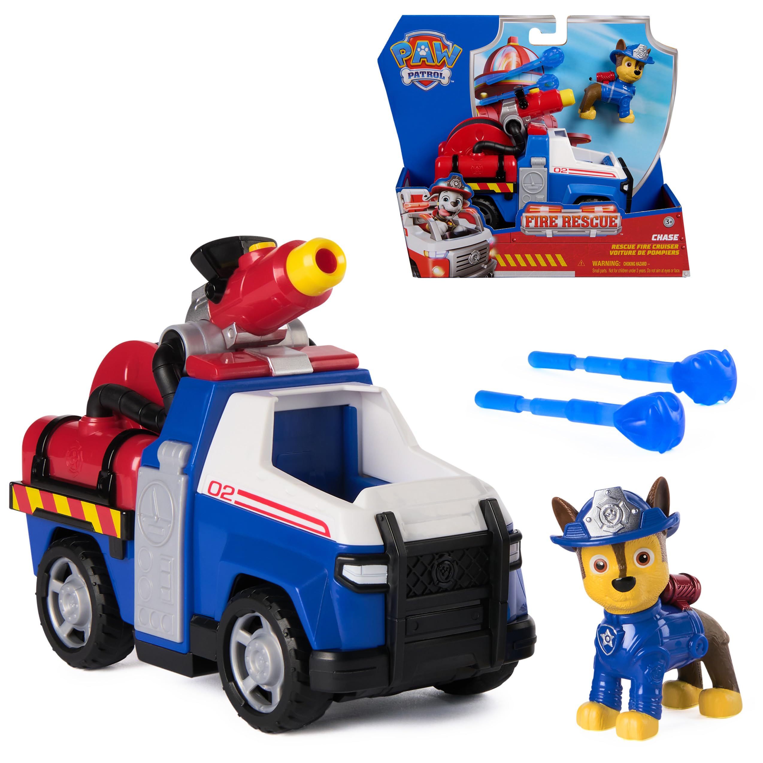 Paw Patrol Chase Rescue Fire Cruiser Truck with Figure, Launcher, and 2 Projectiles | Ages 3+ 1