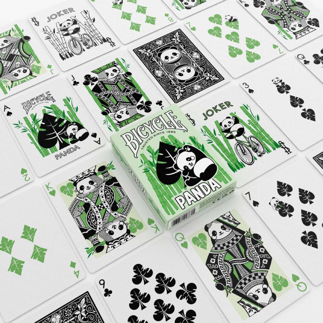 Bicycle Panda Cute Animal Playing Cards, 1 Deck, Green 10
