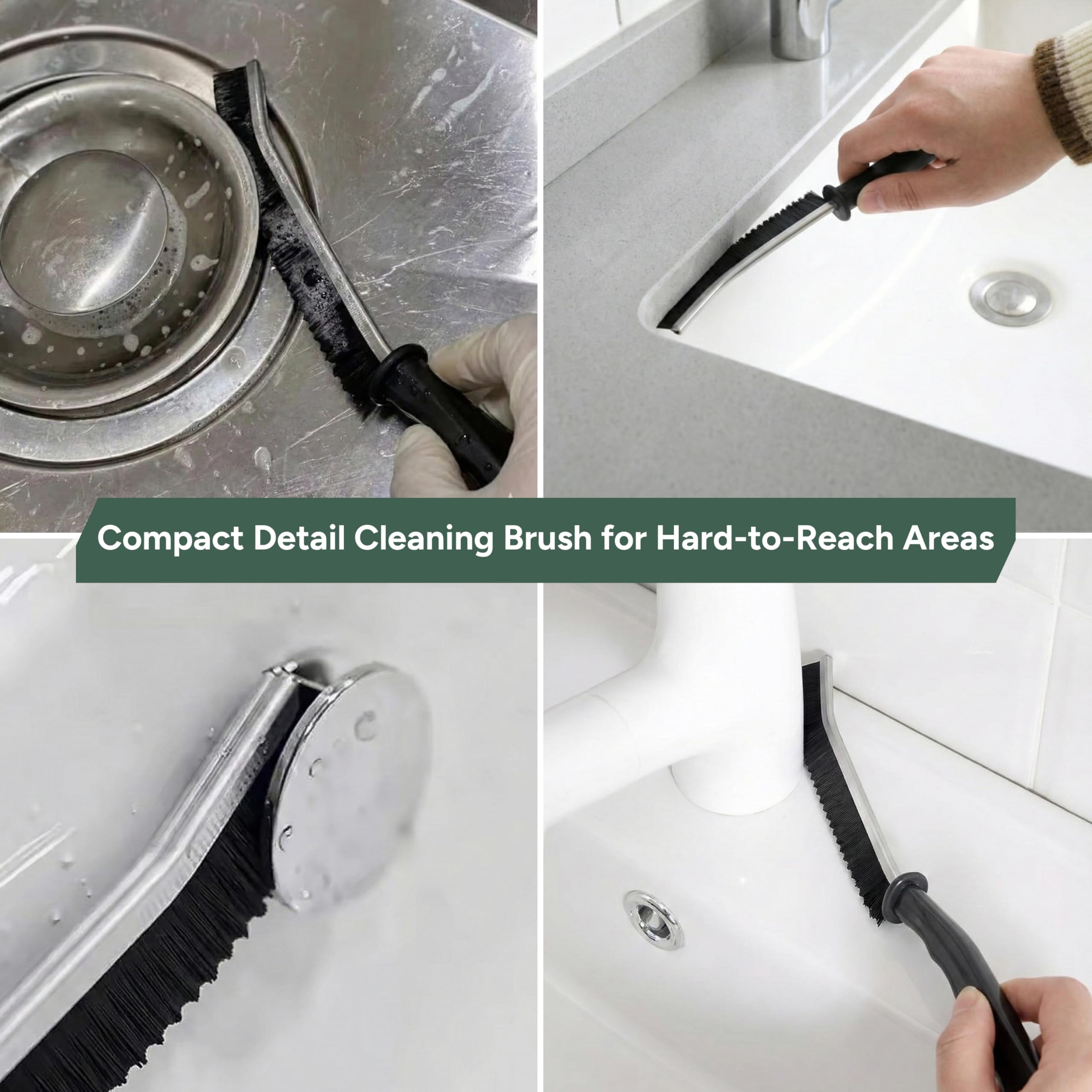 Zuvo Crevice Brush Set - Hard Bristle Gap & Grout Cleaning Tool | 2 Pack | XL Size 4