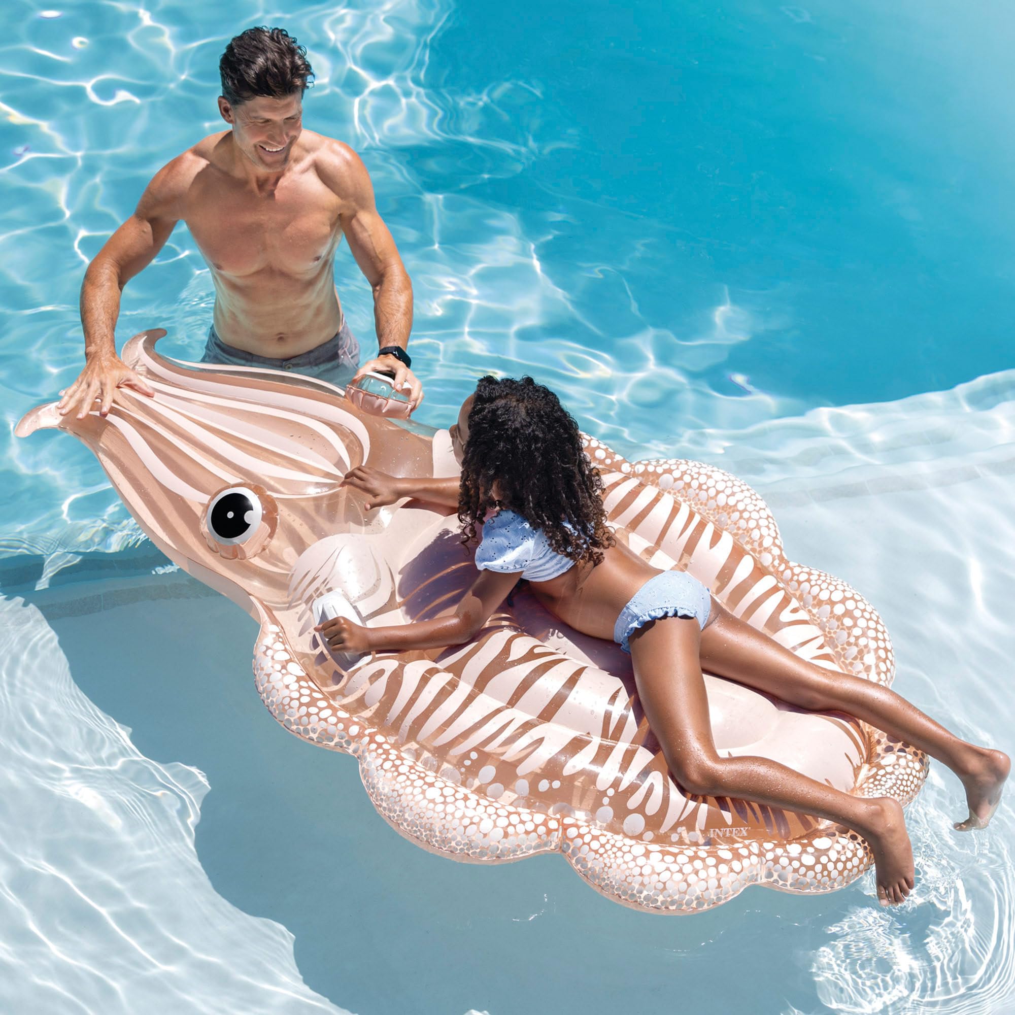 Intex Cuttlefish Pool Raft - Adult Lounger | 191 x 117 x 30cm Inflated Size | 220 lb Capacity 2