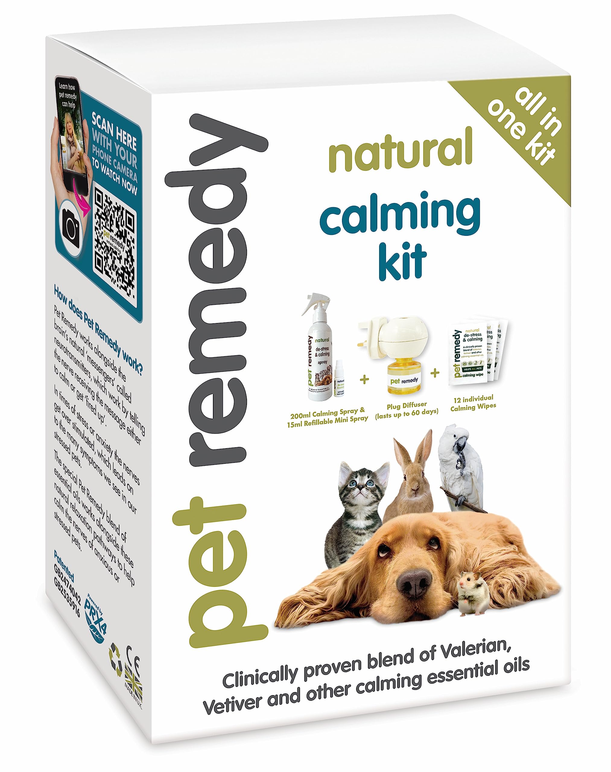 Pet Remedy Natural De-stress & Calming Kit - Herbal Scented, Includes Spray & Diffuser