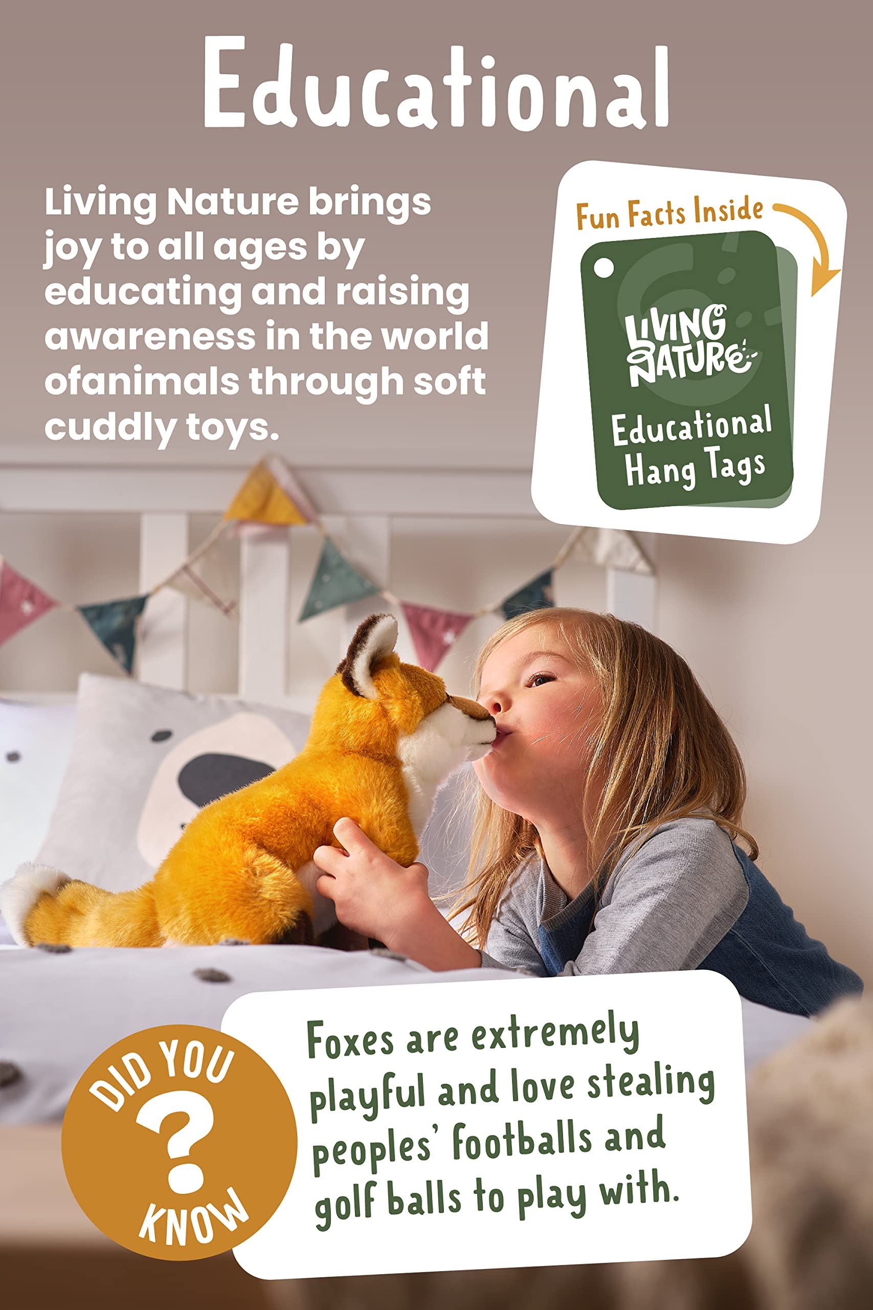 Living Nature Large Hedgehog Soft Toy - Realistic Plush with Educational Fact Tag 10