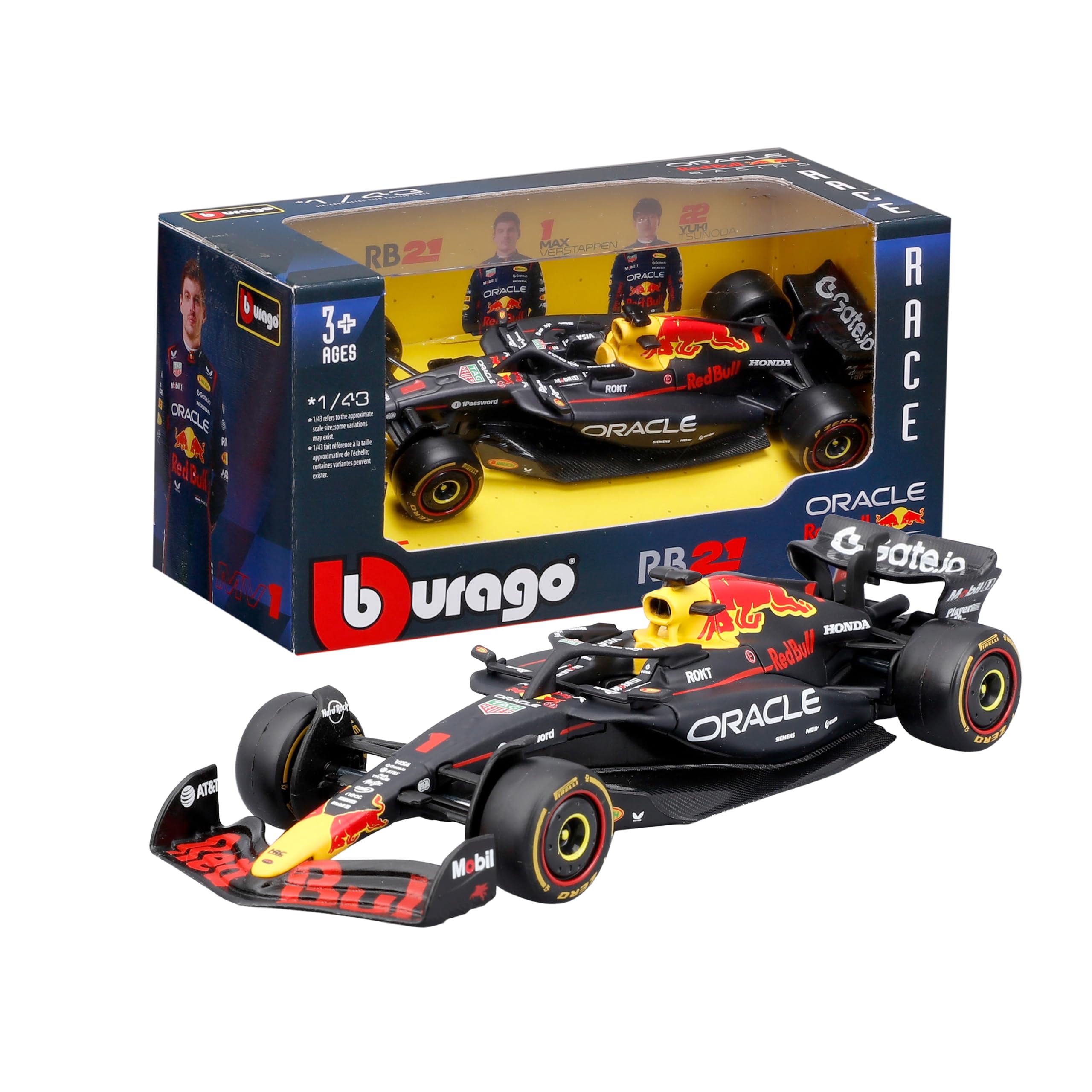 Bburago Red Bull Racing RB21 2025 #1 Verstappen 1:43 Scale Diecast Car | Metal | Red With Black Accents 1