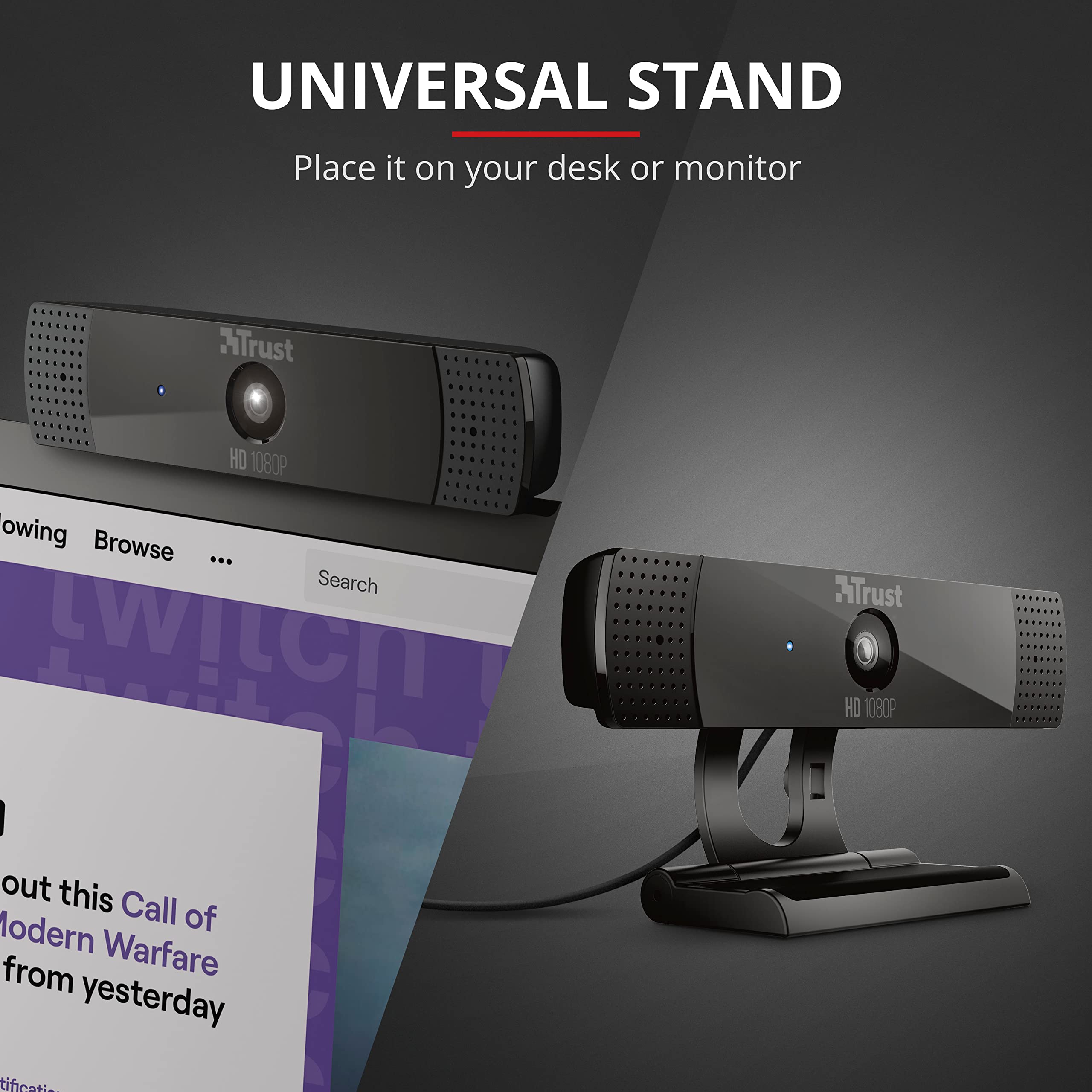 Trust Gaming GXT 1160 Vero Full HD 1080p Webcam with Built-in Microphone | Fixed Focus | USB 3