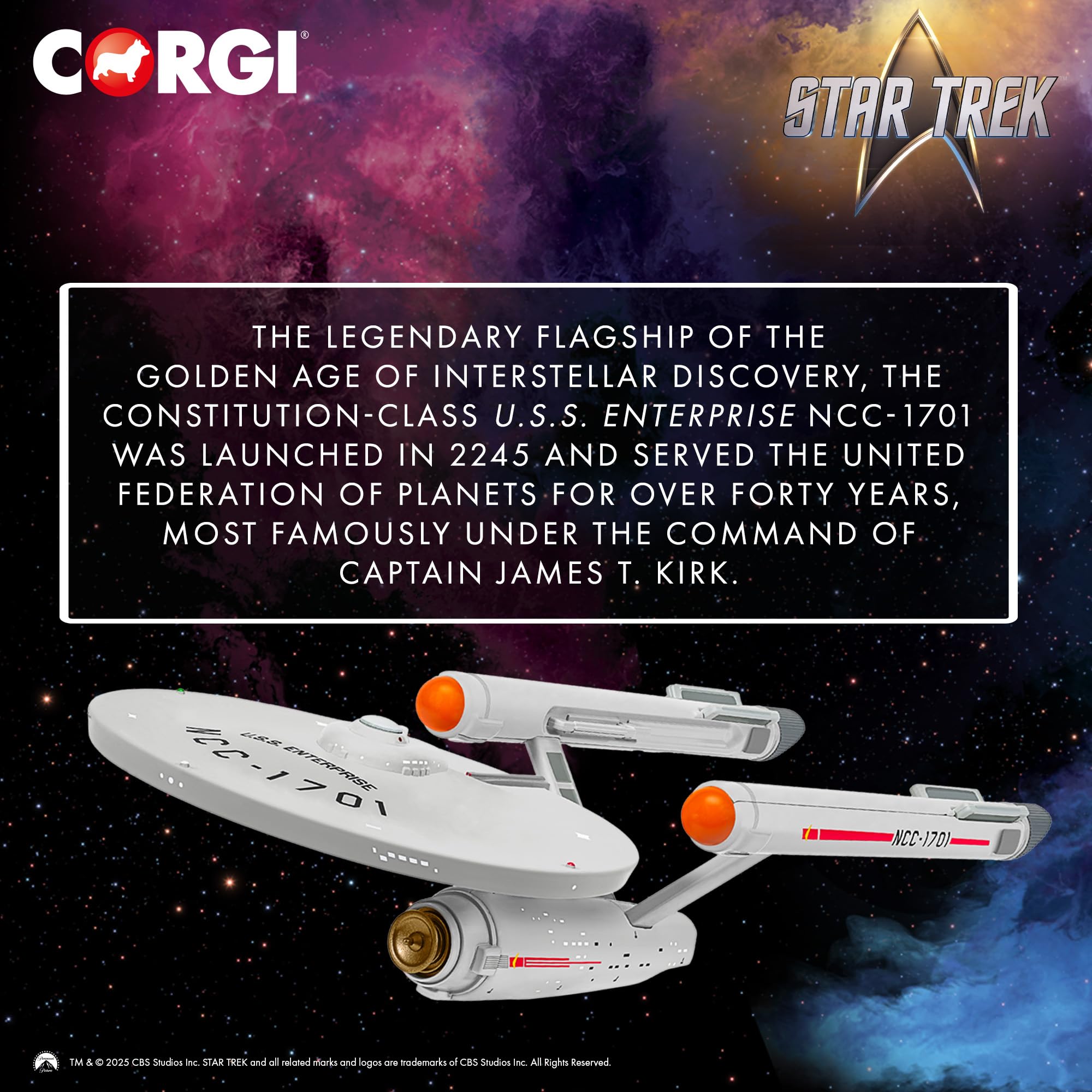 Corgi Diecast USS Enterprise NCC-1701 Star Trek Model - Collectible Spacecraft Toy for Adults 3