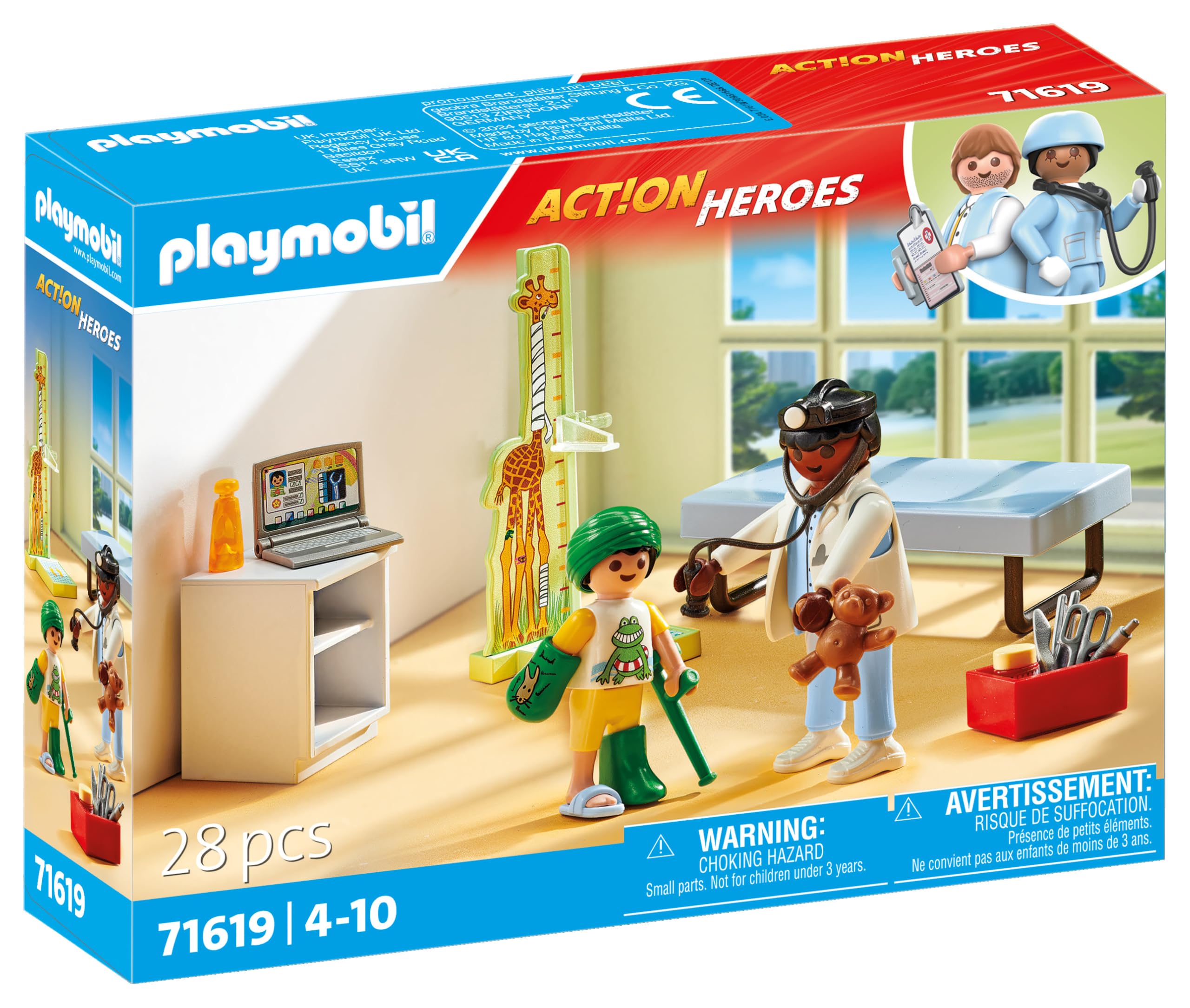Playmobil 71619 Action Heroes Pediatrician Playset - Medical Role Play for Kids 4+ 8