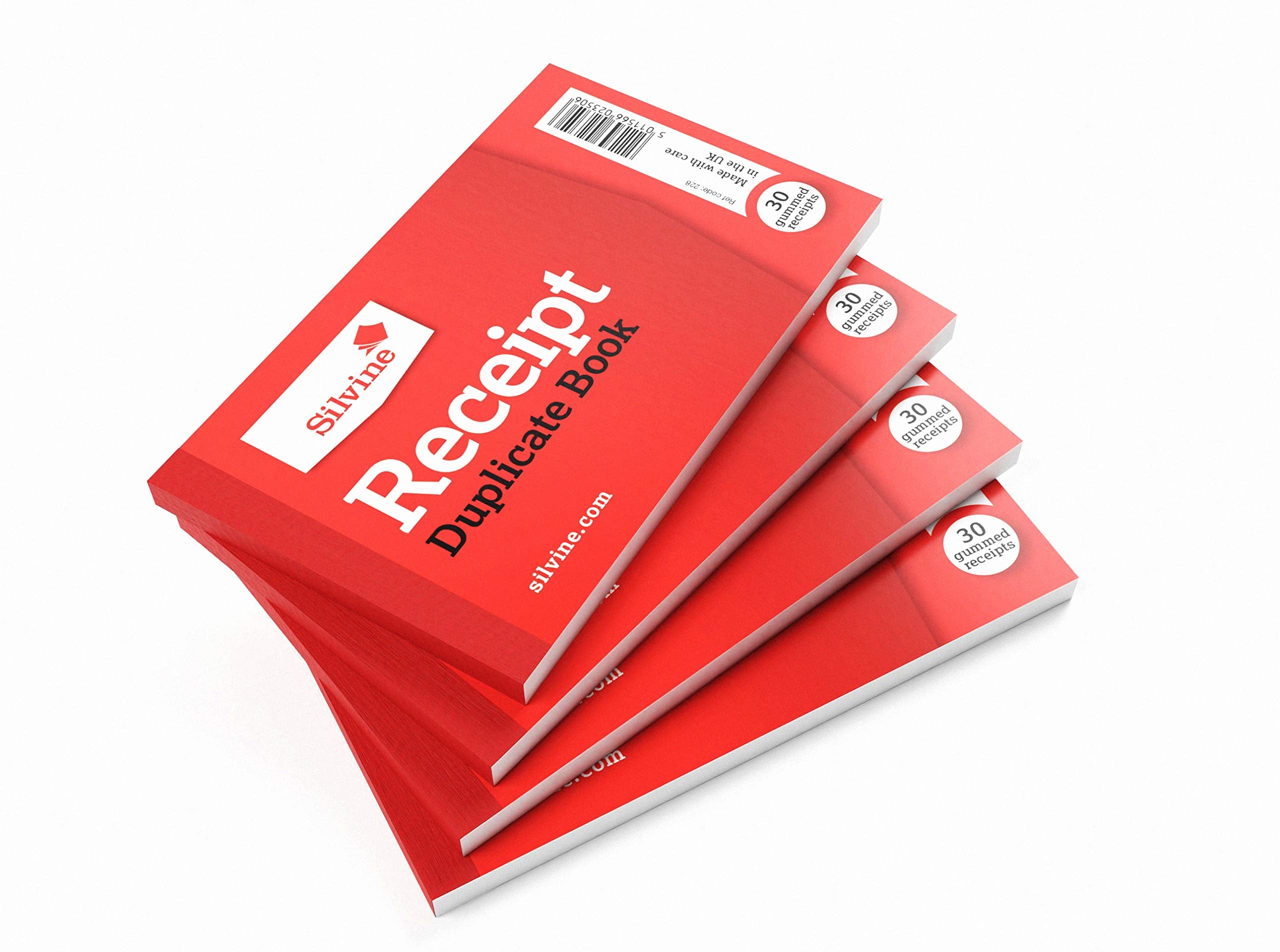Silvine Duplicate Cash Receipt Book - 30 Receipts per Book, Gummed, Red Cover | Model 228-P 1