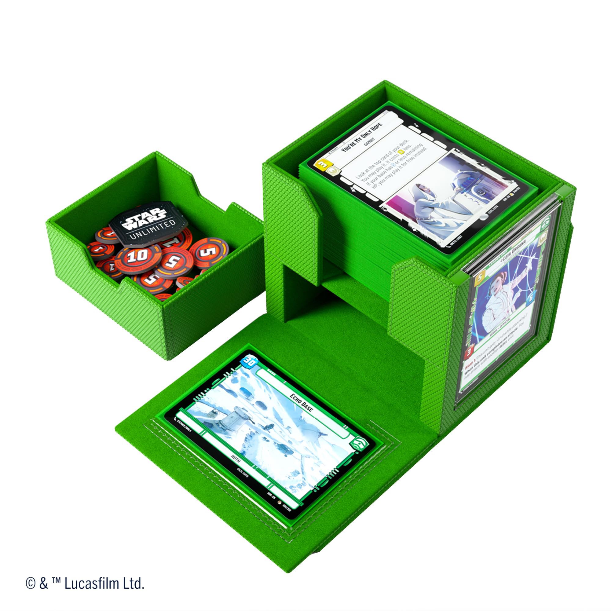 Gamegenic Star Wars Unlimited Deck Pod - Green | Holds 60 Double-Sleeved Cards | Includes Detachable Leader Case 5