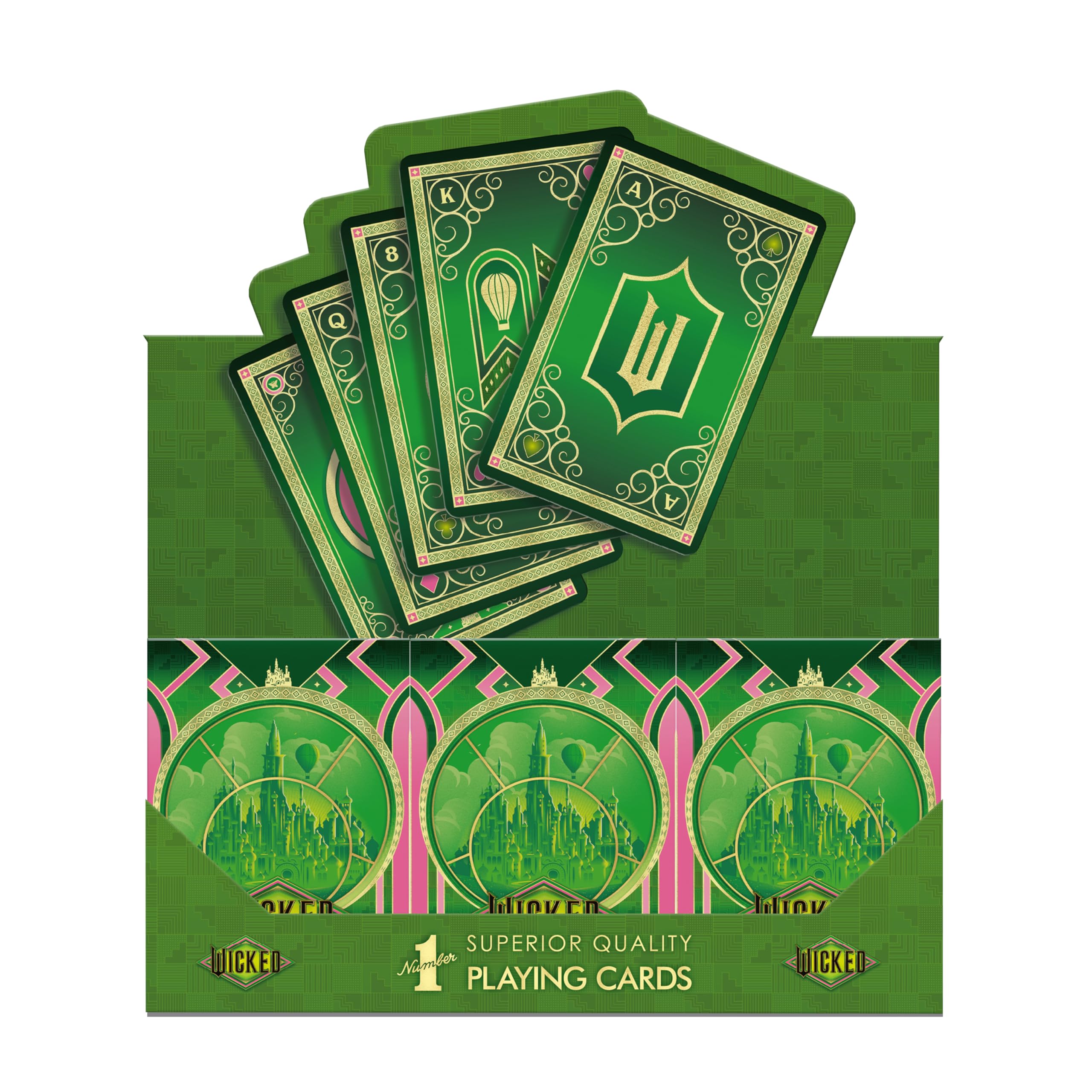 Waddingtons Number 1 Wicked Edition Playing Cards - Glinda & Elphaba Emblems | 52 Cards + 2 Jokers 10