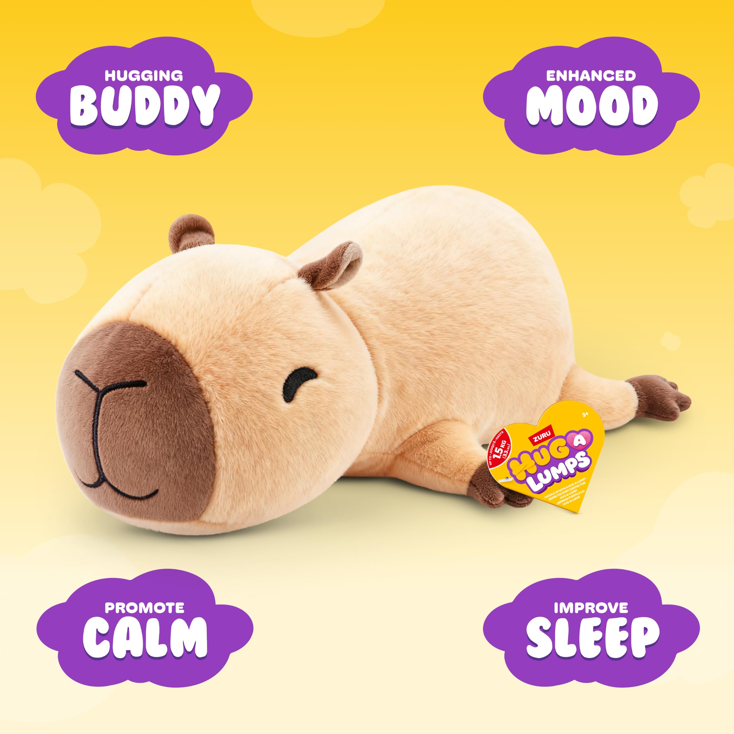 Hug-A-Lumps Capybara Connie Soft Doll - Weighted Plush for Calm & Comfort | Medium Size 2