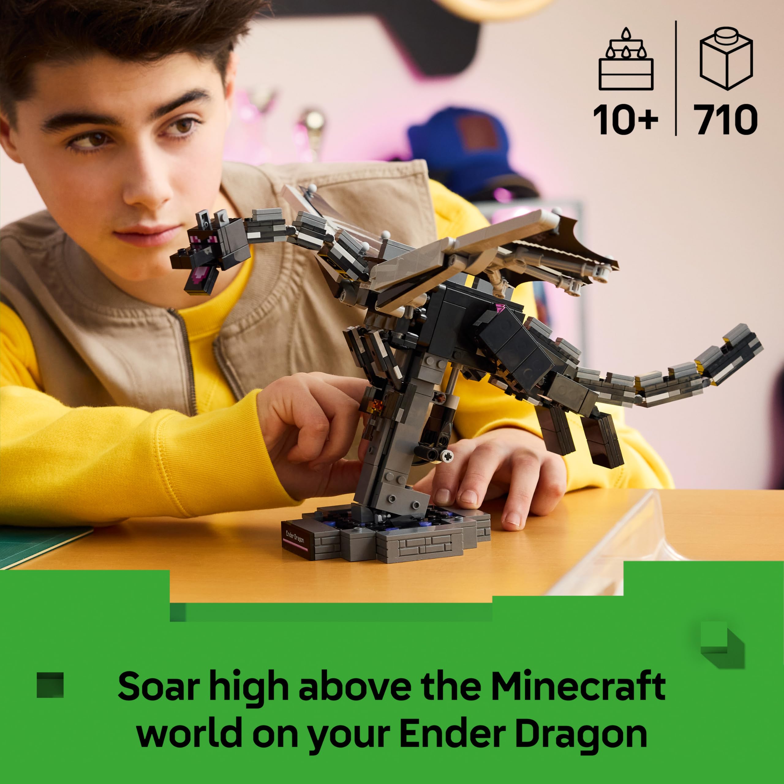 LEGO Minecraft The Ender Dragon Figure Building Set | Posable Wings | Ages 10+