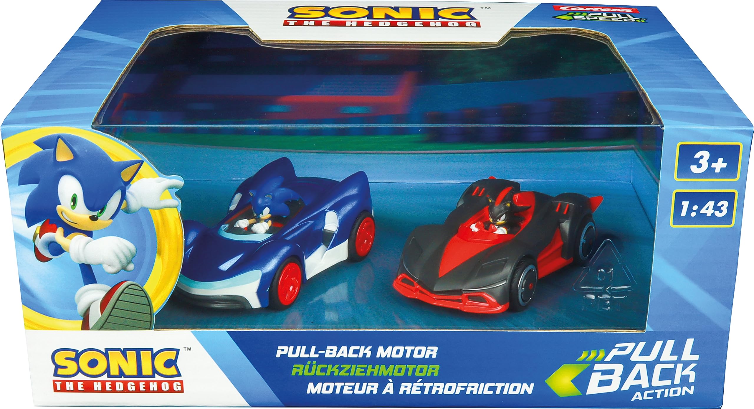 Pull & SPEED Sonic the Hedgehog Twinpack - Sonic vs. Shadow Pull-Back Cars | 2 Pack | 4 Inch