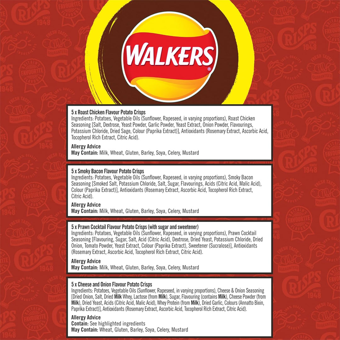 Walkers Meaty Variety Multipack Crisps 20x25g