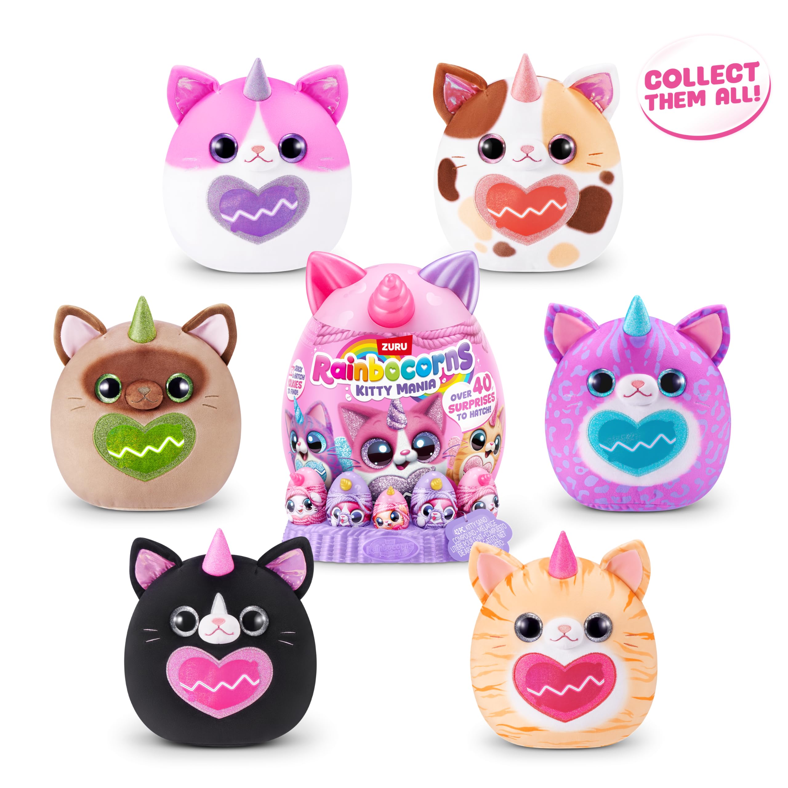 Rainbocorns Kitty Mania Orange Cat (POUNCEKIN) - Plush Hug-to-Hatch Collectible with 40+ Surprises, Ages 3+ 6