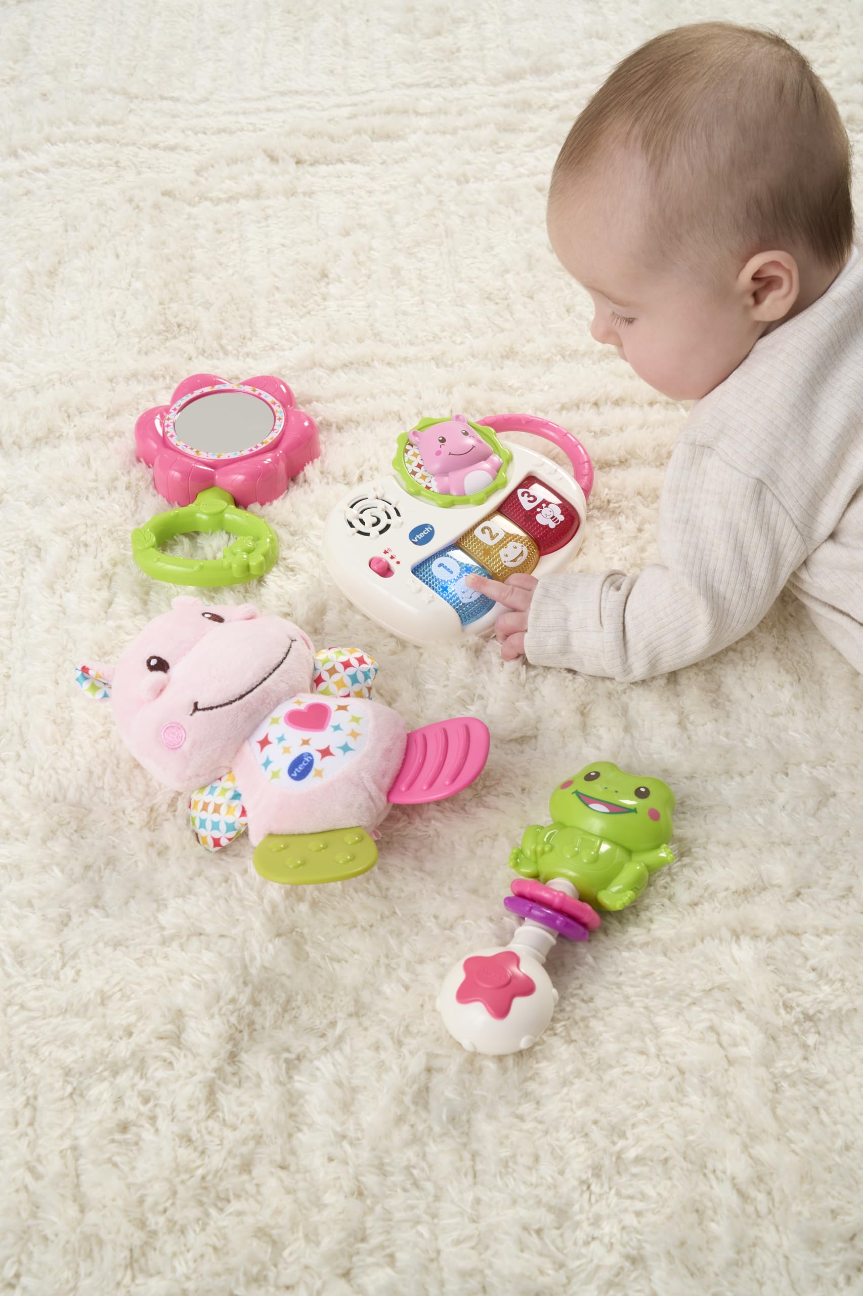 VTech My First Gift Set Newborn Baby Toys | Hippo Teether, Rattle, Mirror, Piano | Birth+ 9
