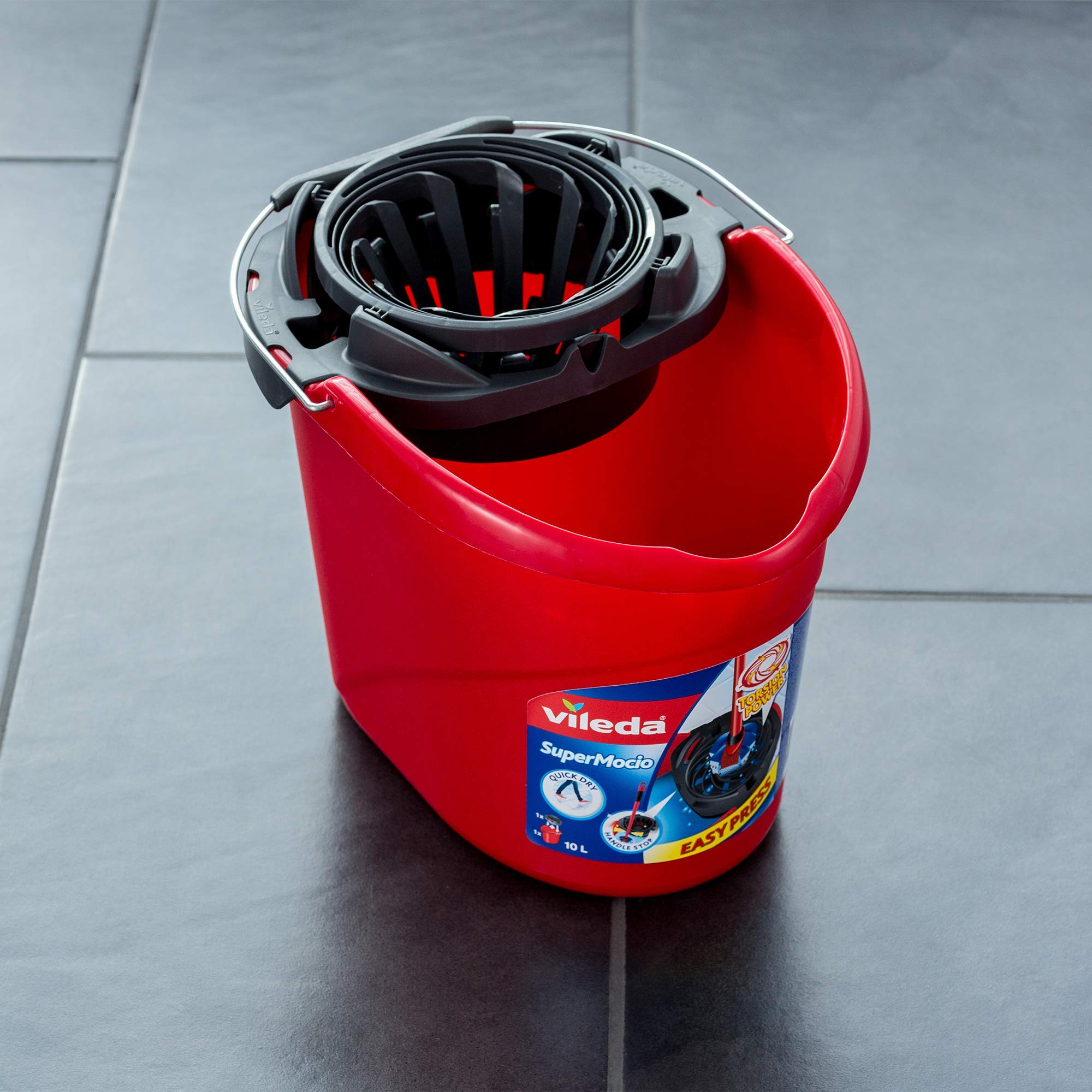 Vileda SuperMocio Microfibre and Cotton Mop and Bucket Set - Deep Cleaning | 10L Bucket | Red 3