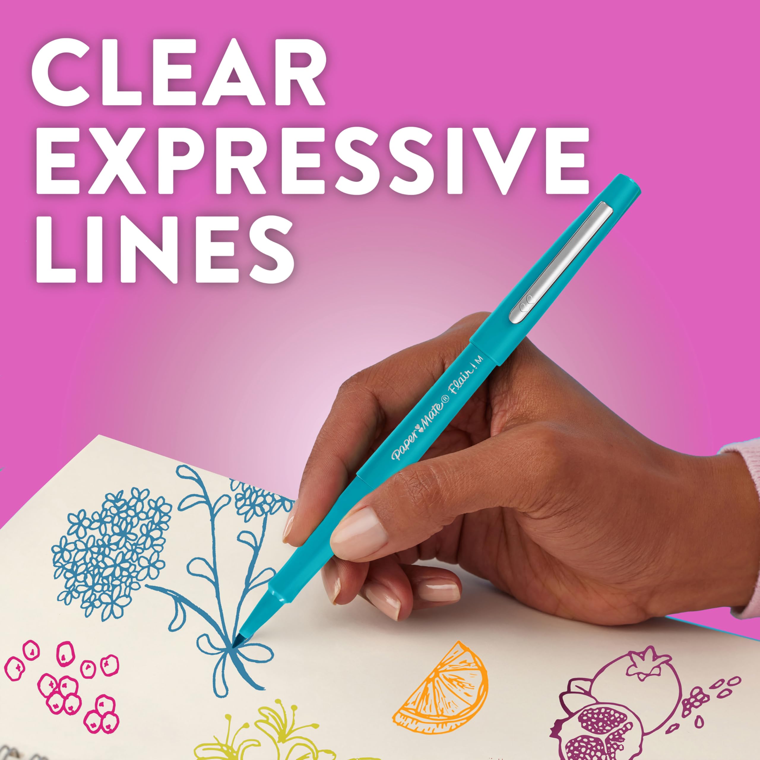 Paper Mate Flair Felt Tip Pens - Medium Point Assorted Candy Pop Colors 16 Count 6