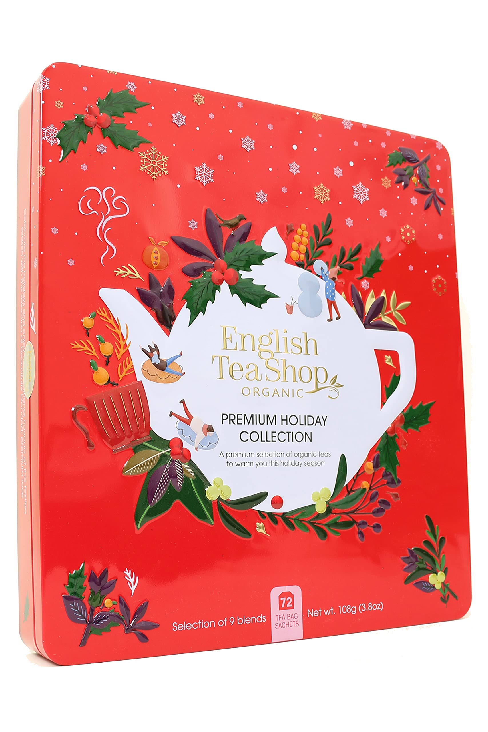 English Tea Shop Premium Holiday Collection Red Gift Tin - Organic Tea Variety Pack (72 Tea Bags) 7