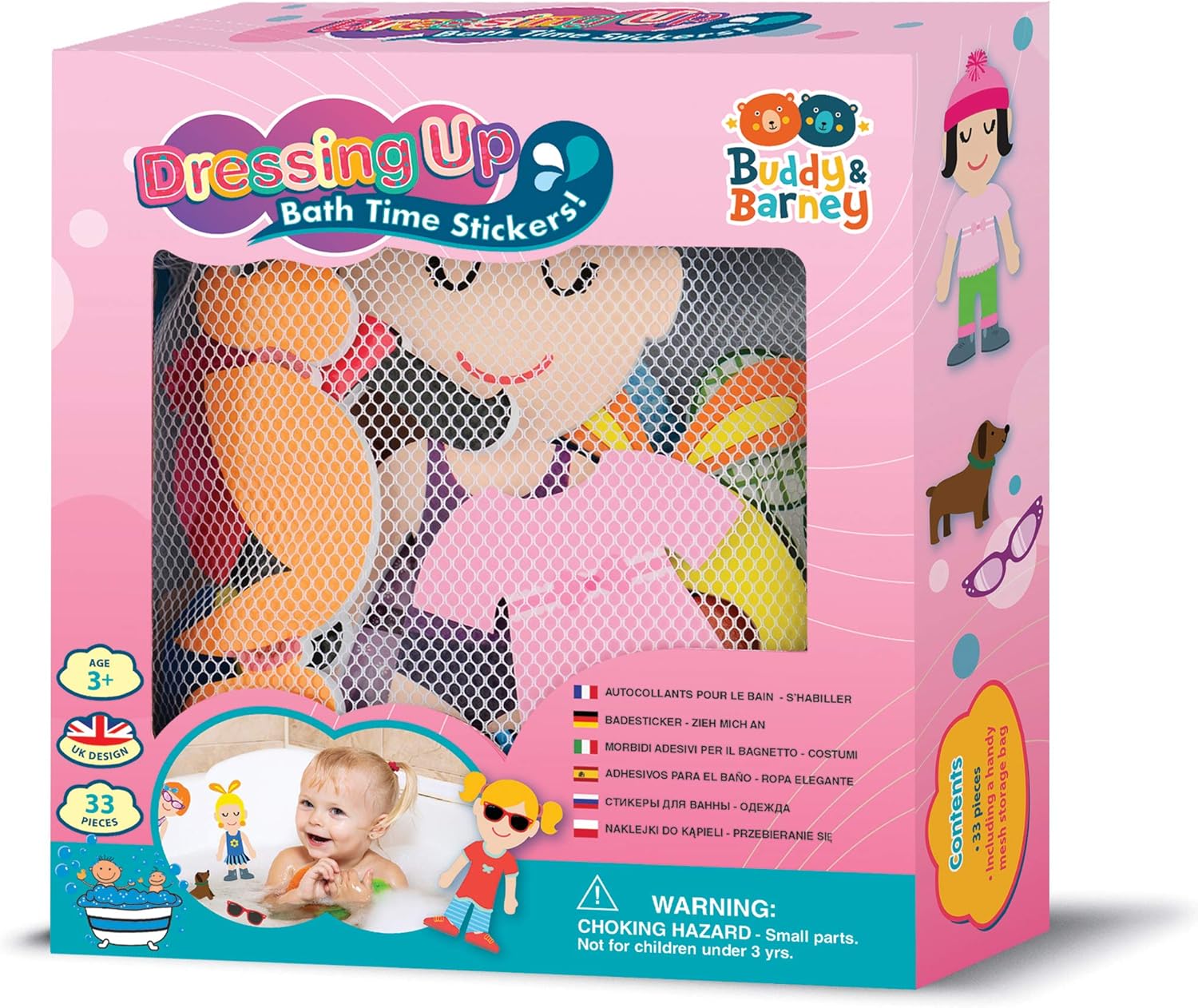 Buddy & Barney - Dressing Up Bath Time Stickers 32-Piece Playset for Kids 3 Years and Up