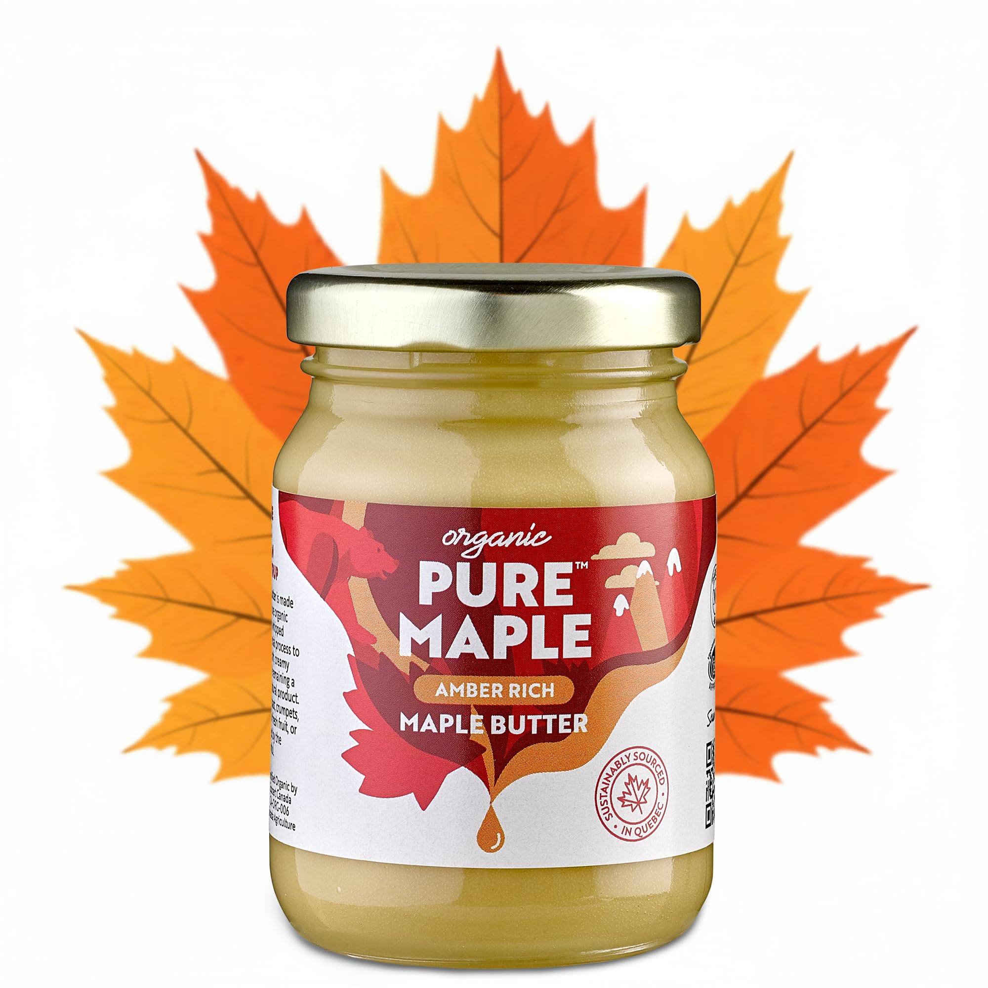 Pure Maple Organic Maple Butter - 160g | 100% Canadian Maple Syrup Spread | Vegan
