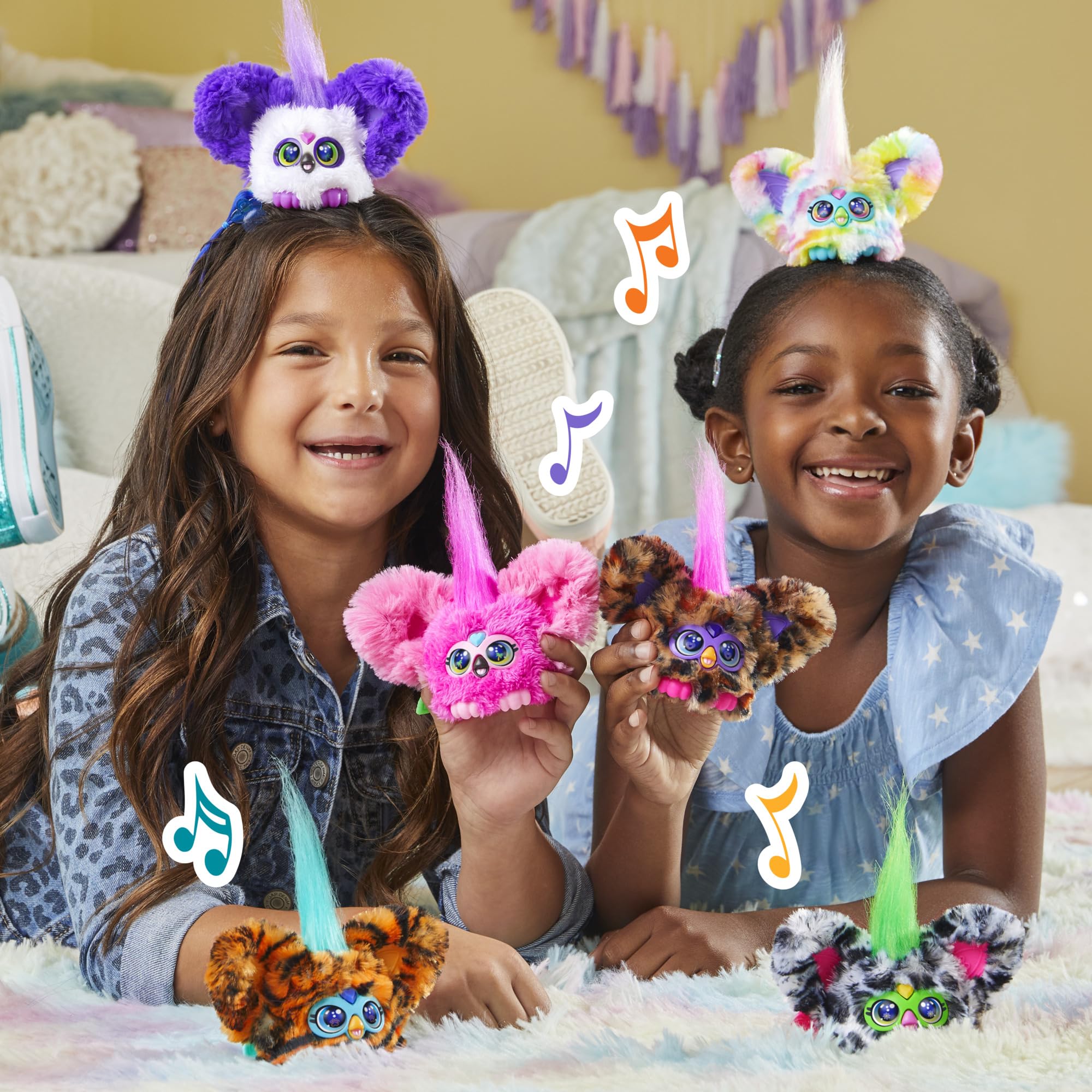 Furby Moo-Boo Interactive Plush Toy - 45+ Sounds & Music | Peekaboo Ears | 2 Keychain Clips | Ages 6+ 7
