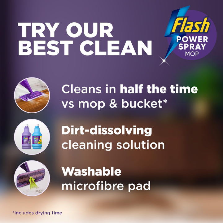 Flash Powermop Floor Cleaner Starter Kit - Spray Mop with Washable Microfiber Pad