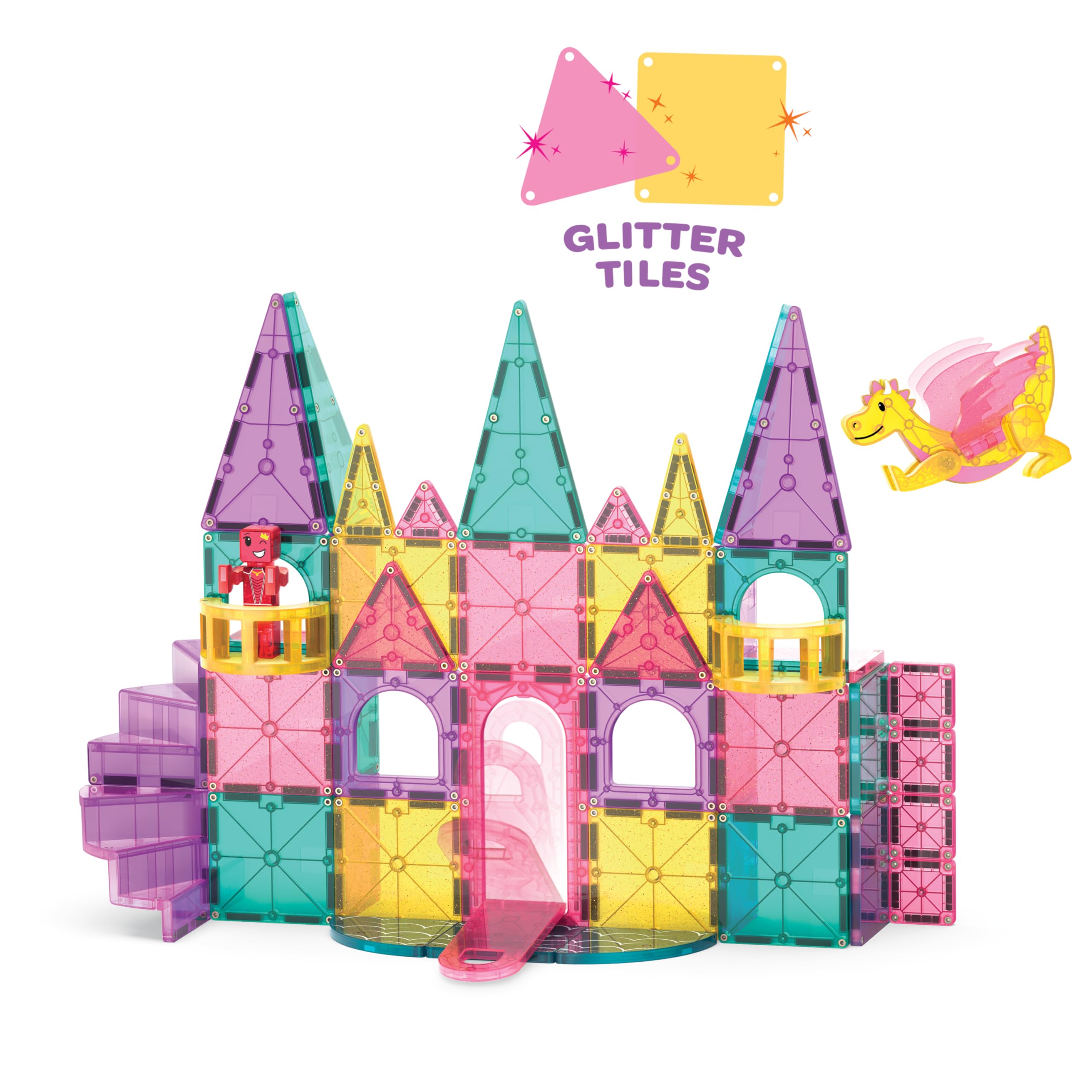 Magna-Tiles Castle DLX 48-Piece Magnetic Construction Set | Ages 3+ 6