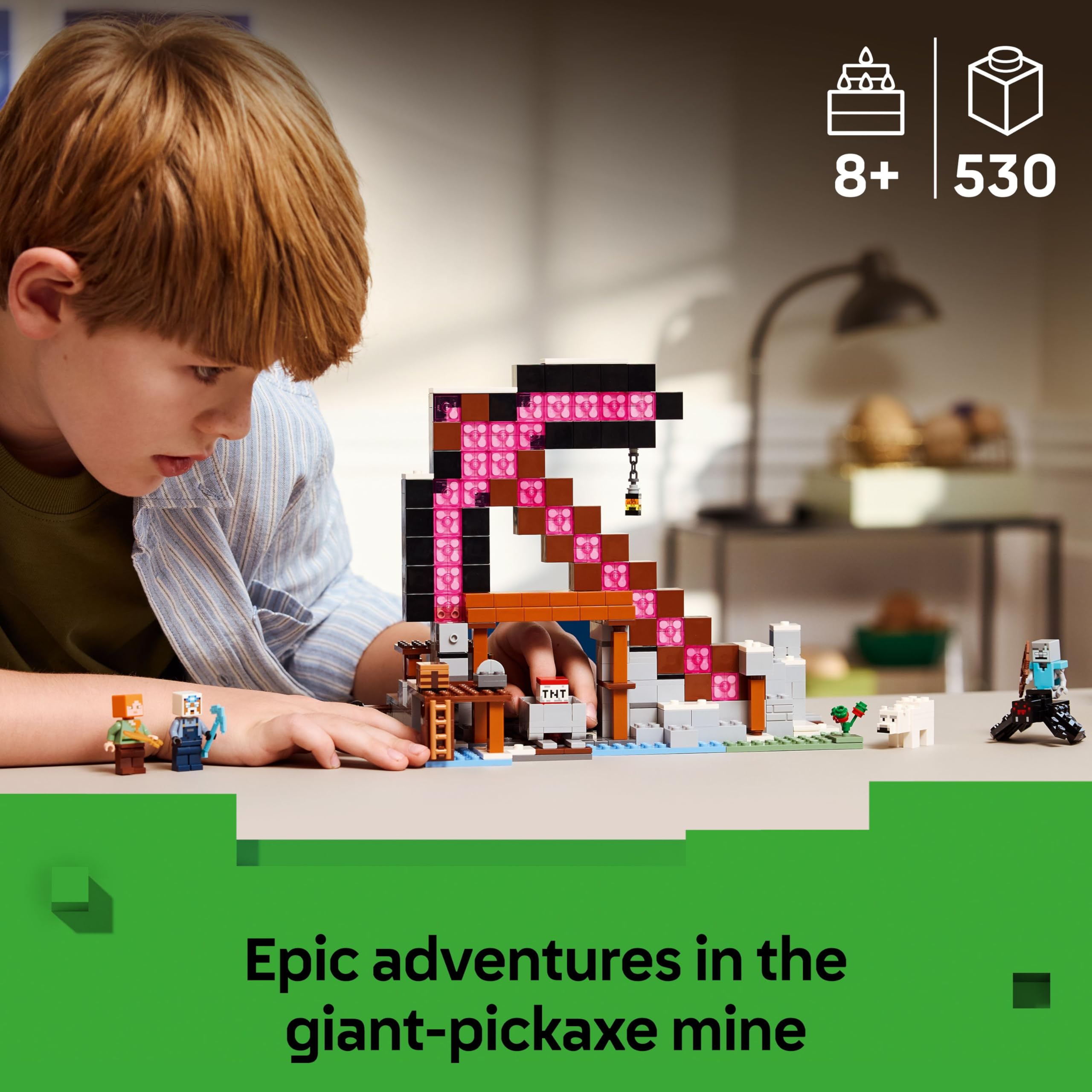 LEGO Minecraft The Pickaxe Mine Building Set 21277 | Ages 8+ | Includes Alex & Spider Jockey 2