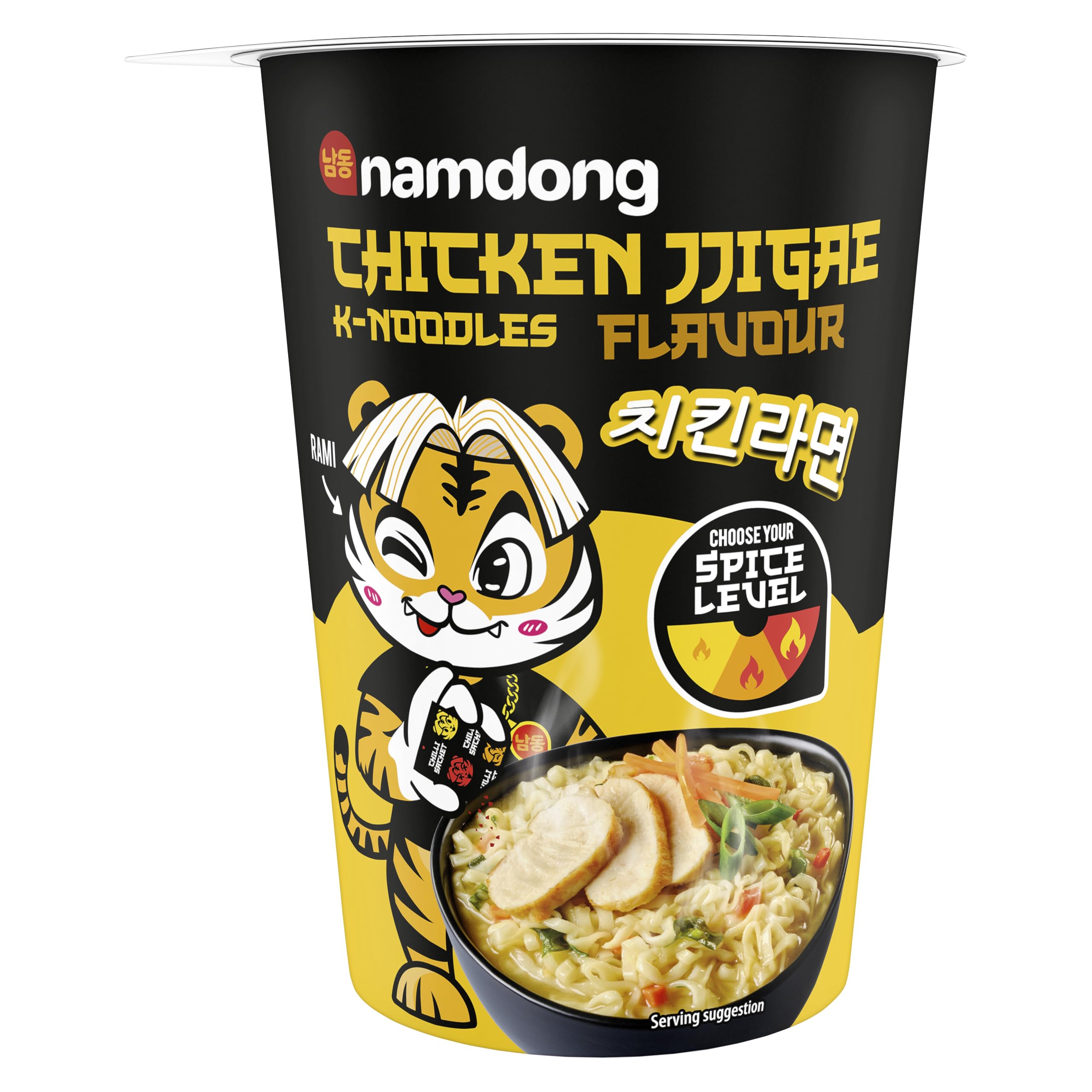 Namdong Chicken Jjigae Noodle Pot - Korean Style Instant Noodles with Adjustable Spice, 84g 1