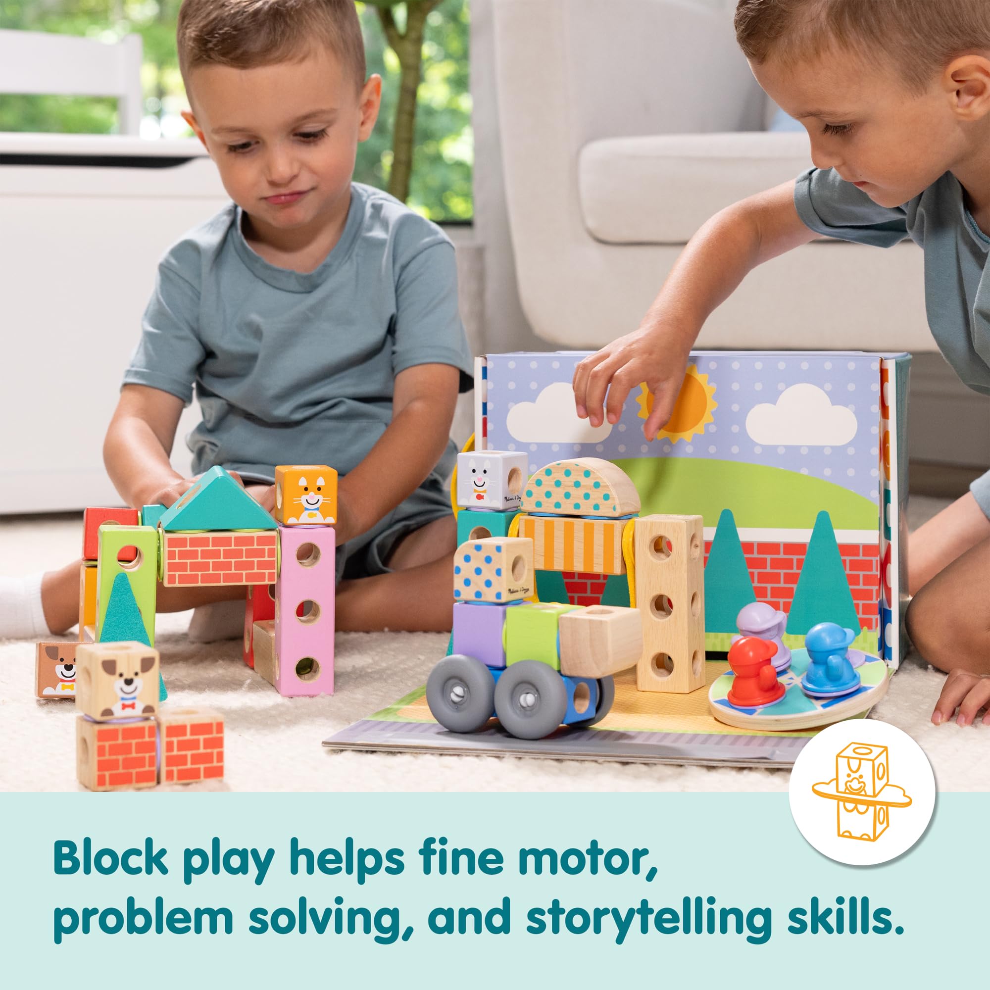 Melissa & Doug Blockables Town Snap And Play Connectable Wooden Blocks Set | Ages 2-7 | 73 Pieces 5