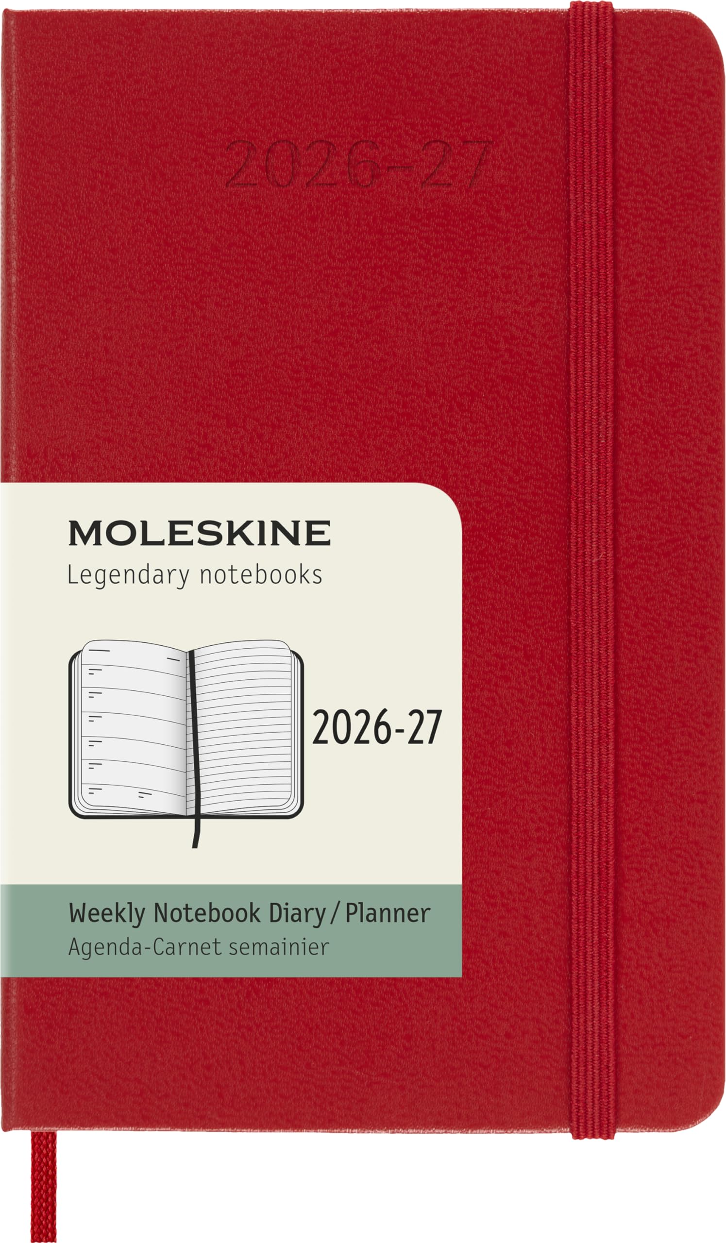Moleskine Weekly Planner 2026-2027 - 18-Month Hardcover Pocket Planner in Scarlet Red 1