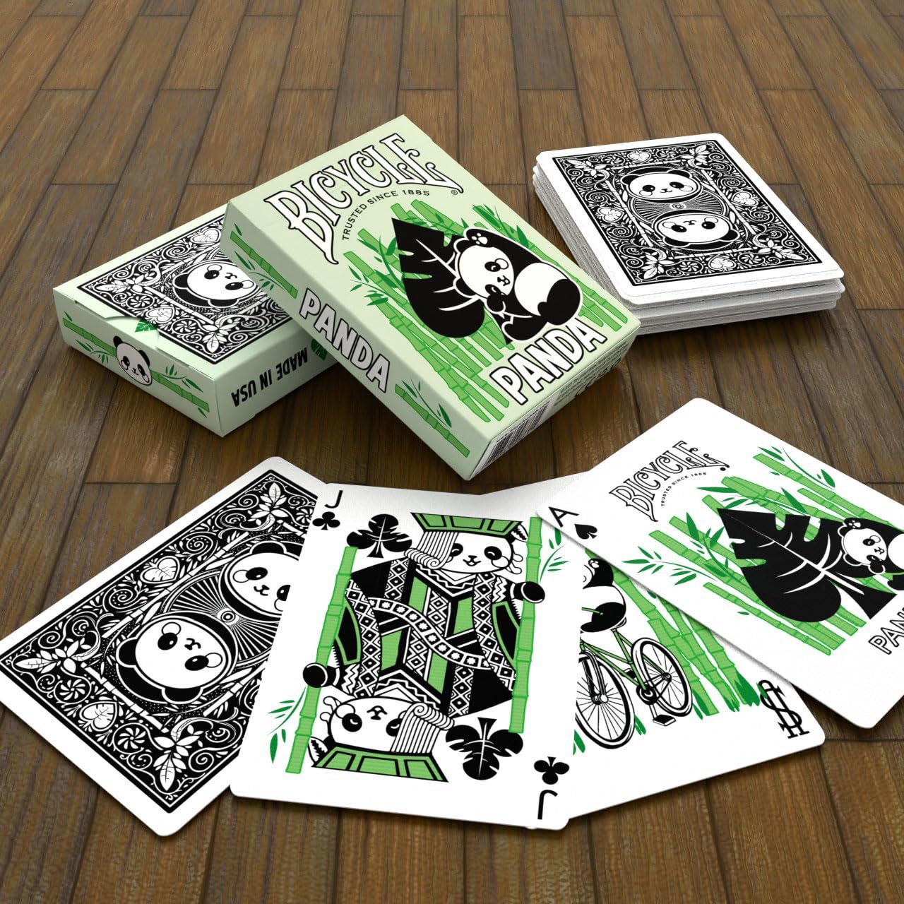 Bicycle Panda Cute Animal Playing Cards, 1 Deck, Green 6