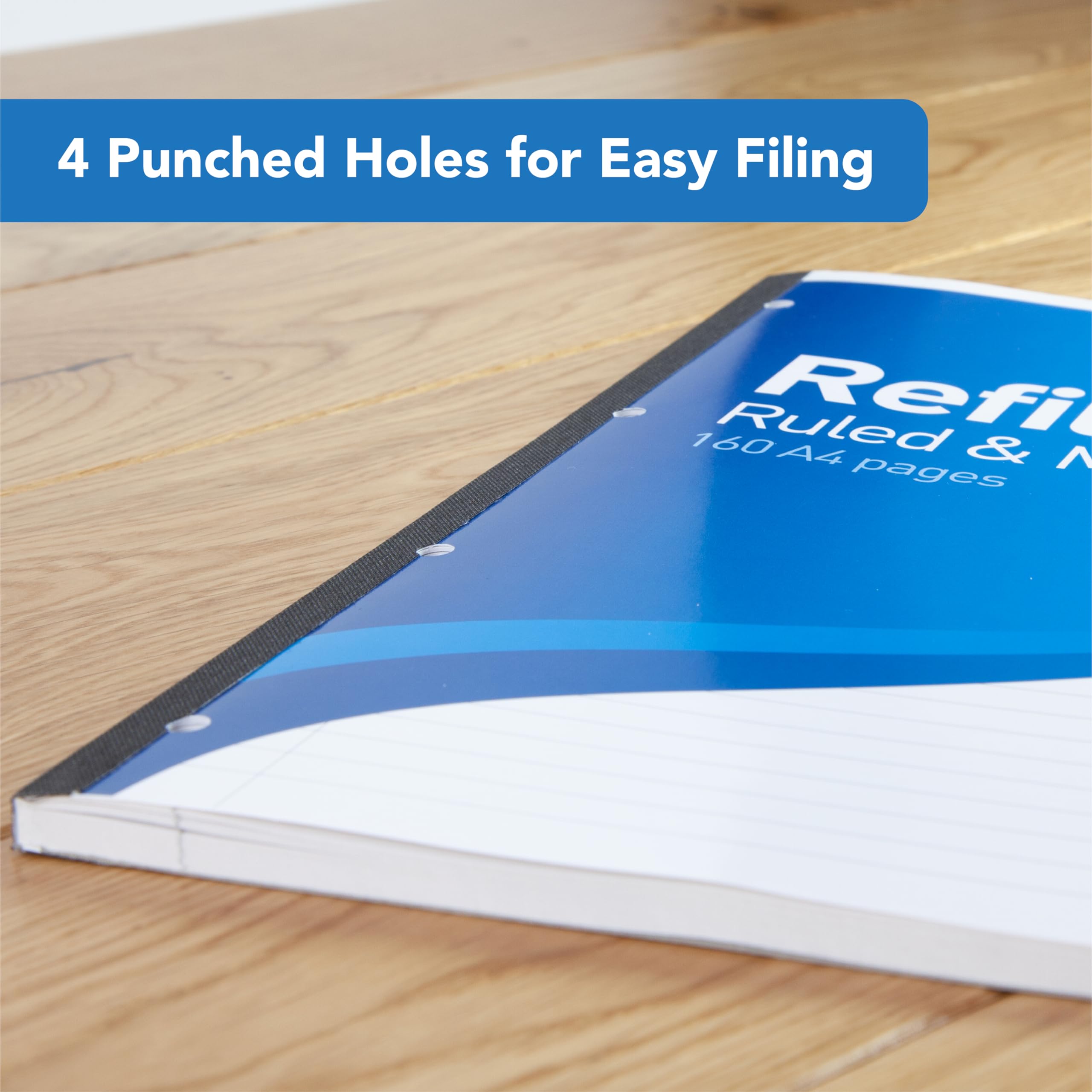 SUMMIT A4 Lined Refill Pad - 160 Pages, 8mm Ruled with Margin, 4-Hole Punched 2