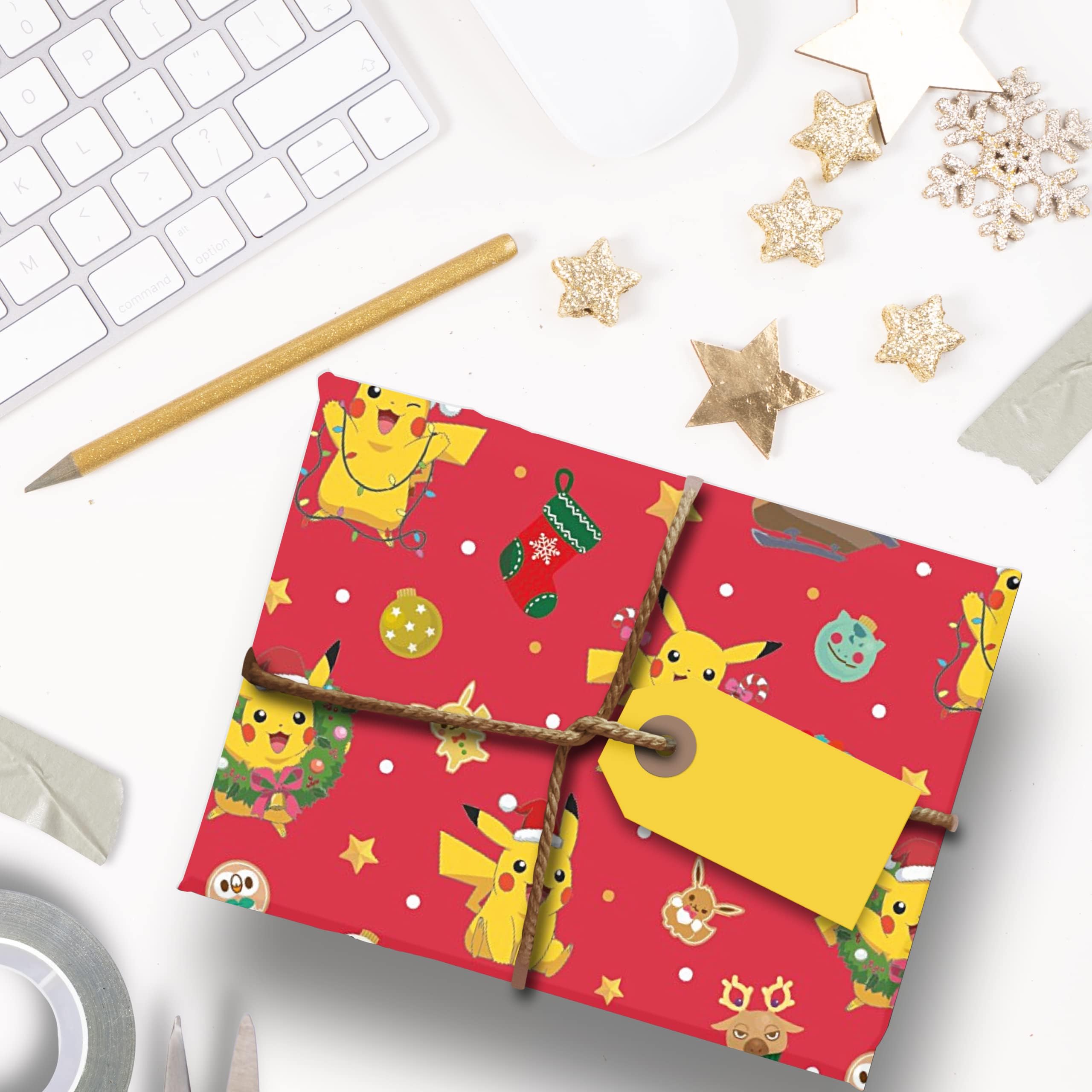 Danilo Promotions Pokemon Christmas Wrapping Paper - 4 Sheets, Pikachu Design | 70cm x 50cm 7