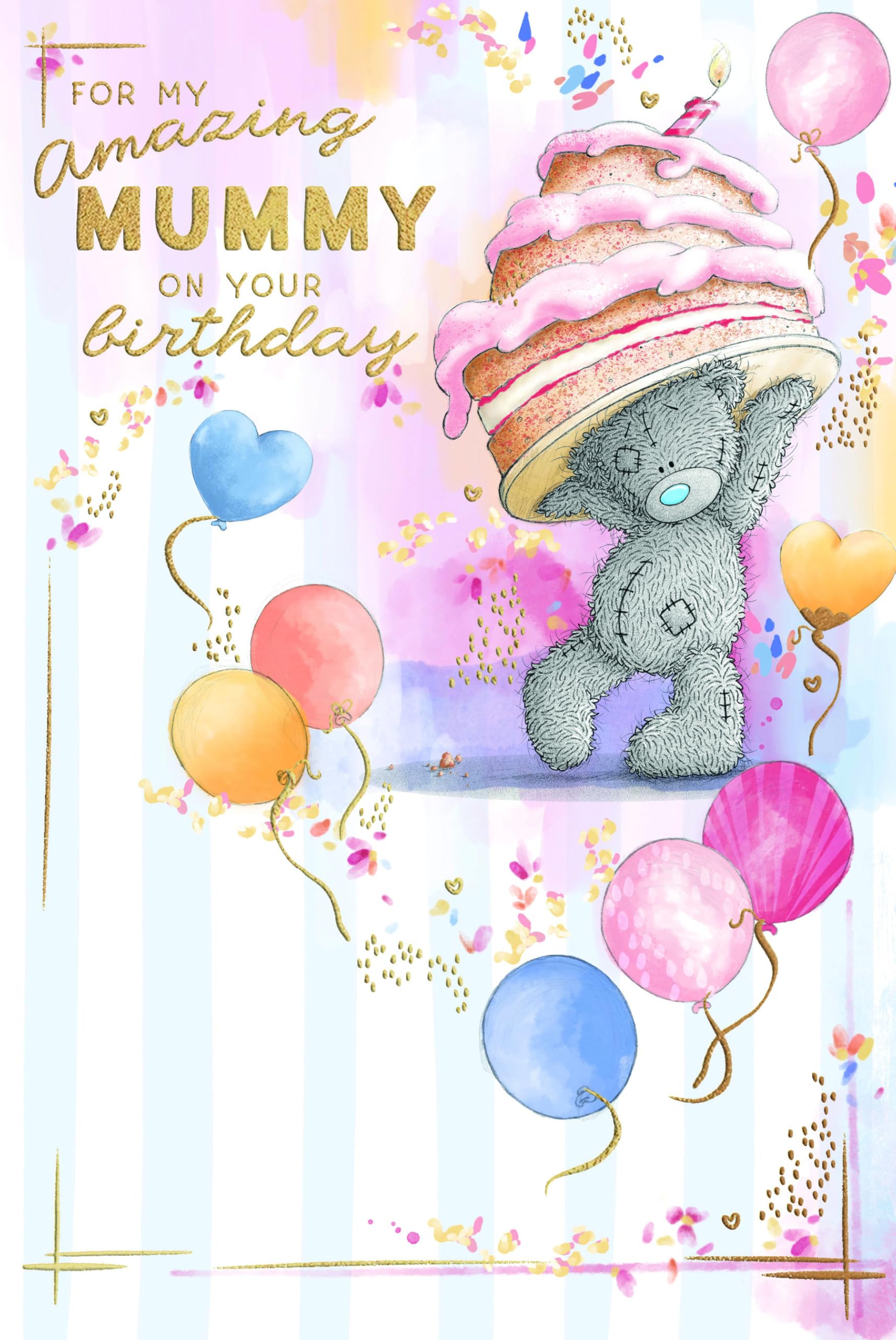 Me To You Tatty Teddy Amazing Mummy Bear Balancing Cake Luxury Gold Foil Birthday Card 1