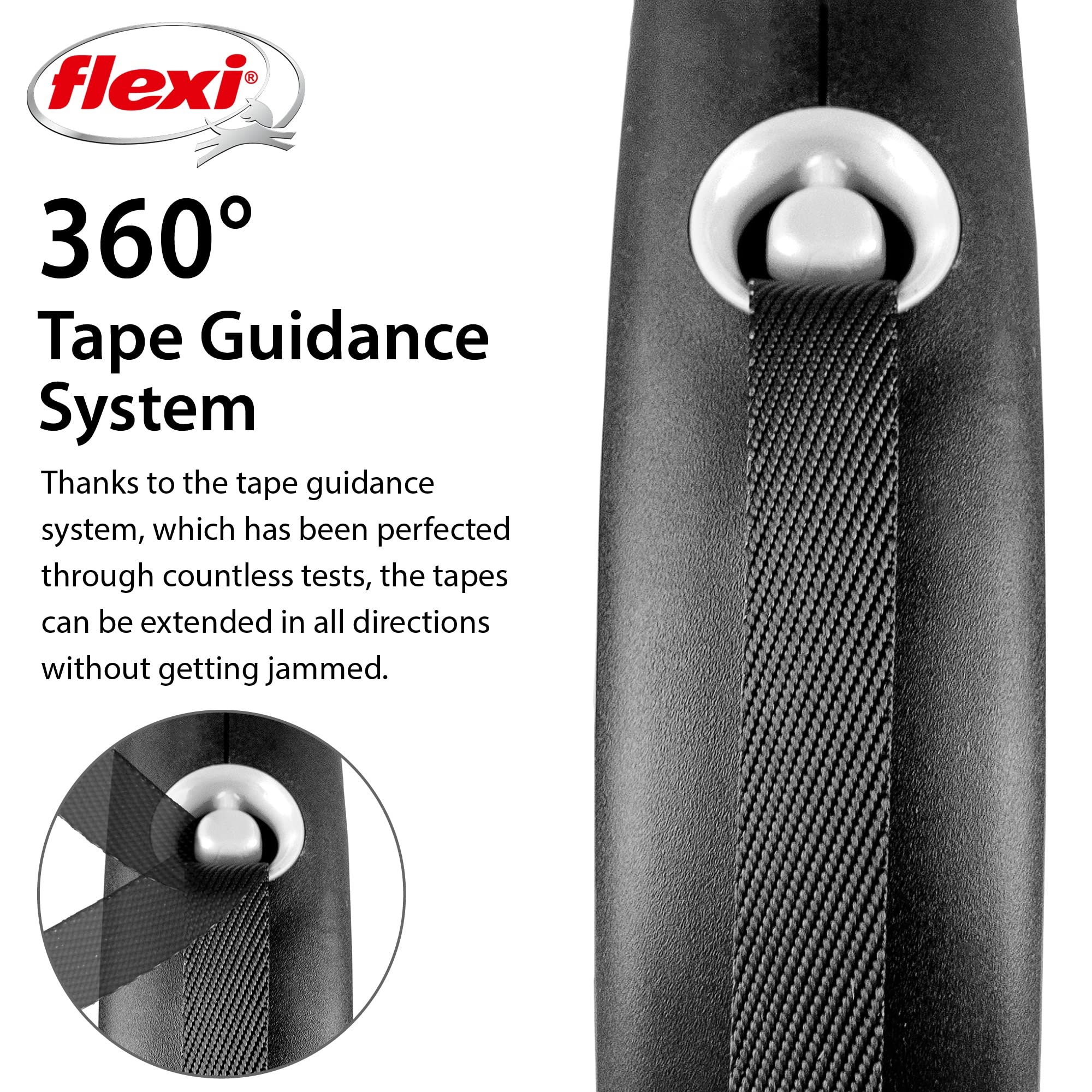 flexi Black Design Retractable Dog Leash - Tape Lead | Small Size | 5m Length | Black 3