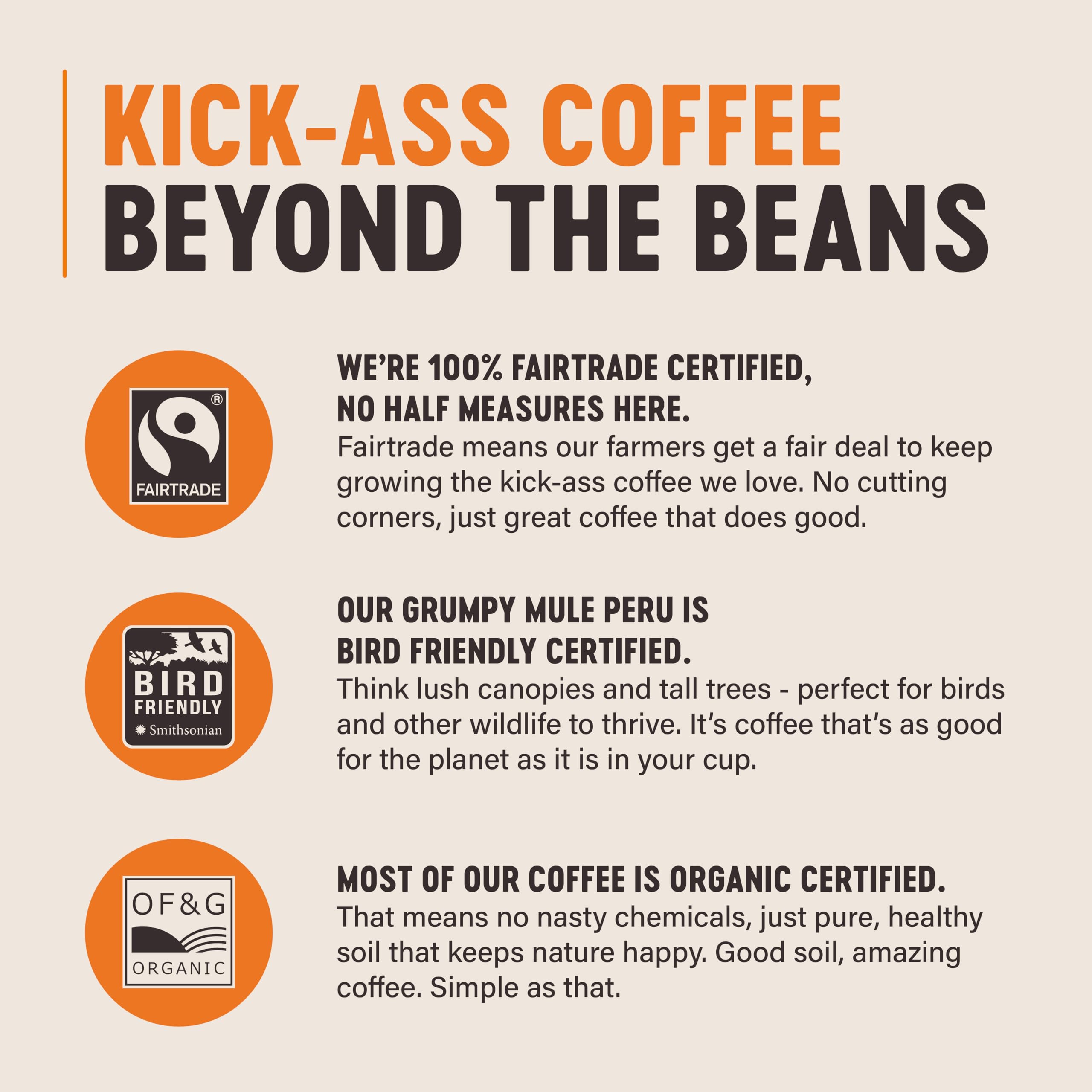 Grumpy Mule Kick-Ass House Blend Whole Coffee Beans - Caramel & Milk Chocolate Notes 5