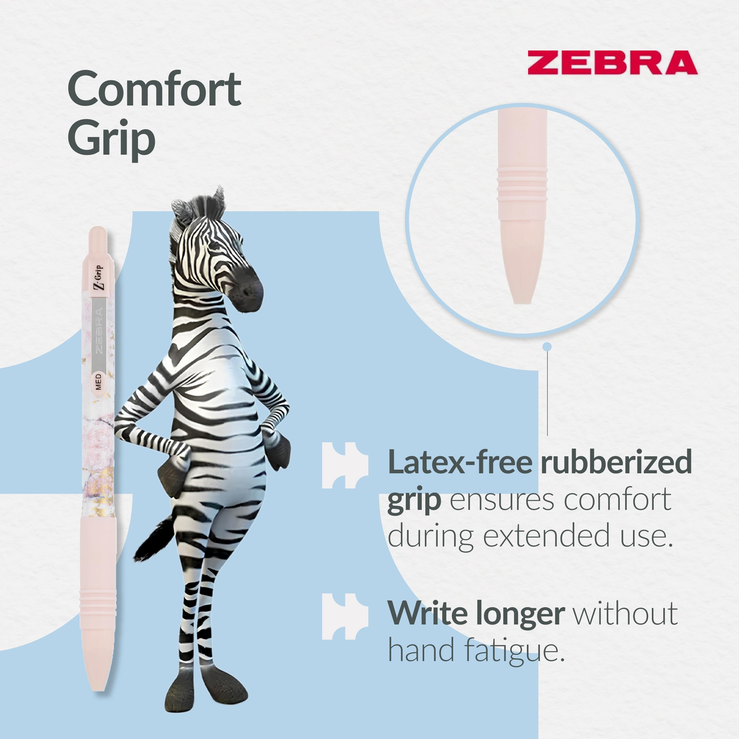 Zebra Pen Z-Grip Smooth Glam Retractable Ballpoint Pens - Black Ink, 1.0mm Medium Point, 3 Pack 3