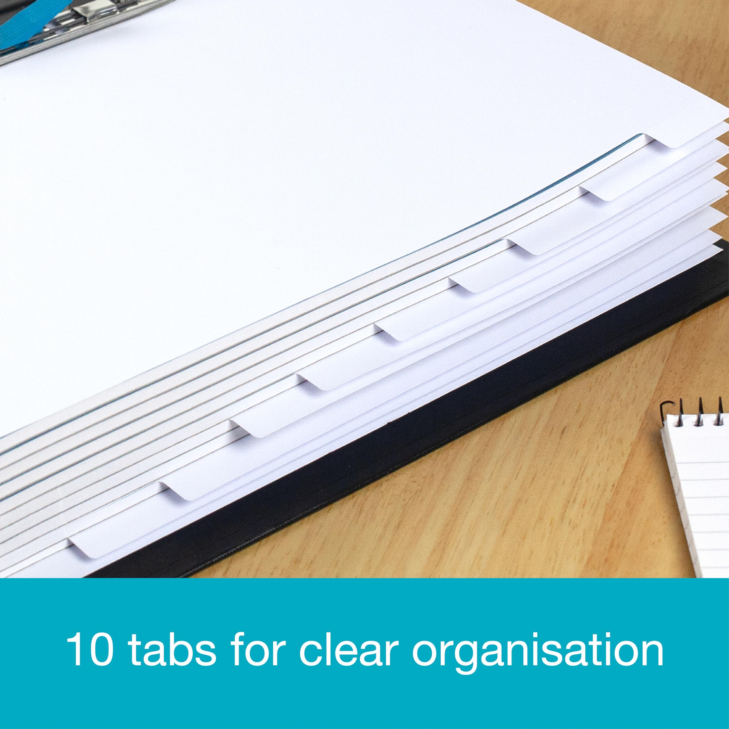 Elba A4 10 Part Card Dividers - White | Durable 160 gsm Cardstock | 10-Hole Punched 4