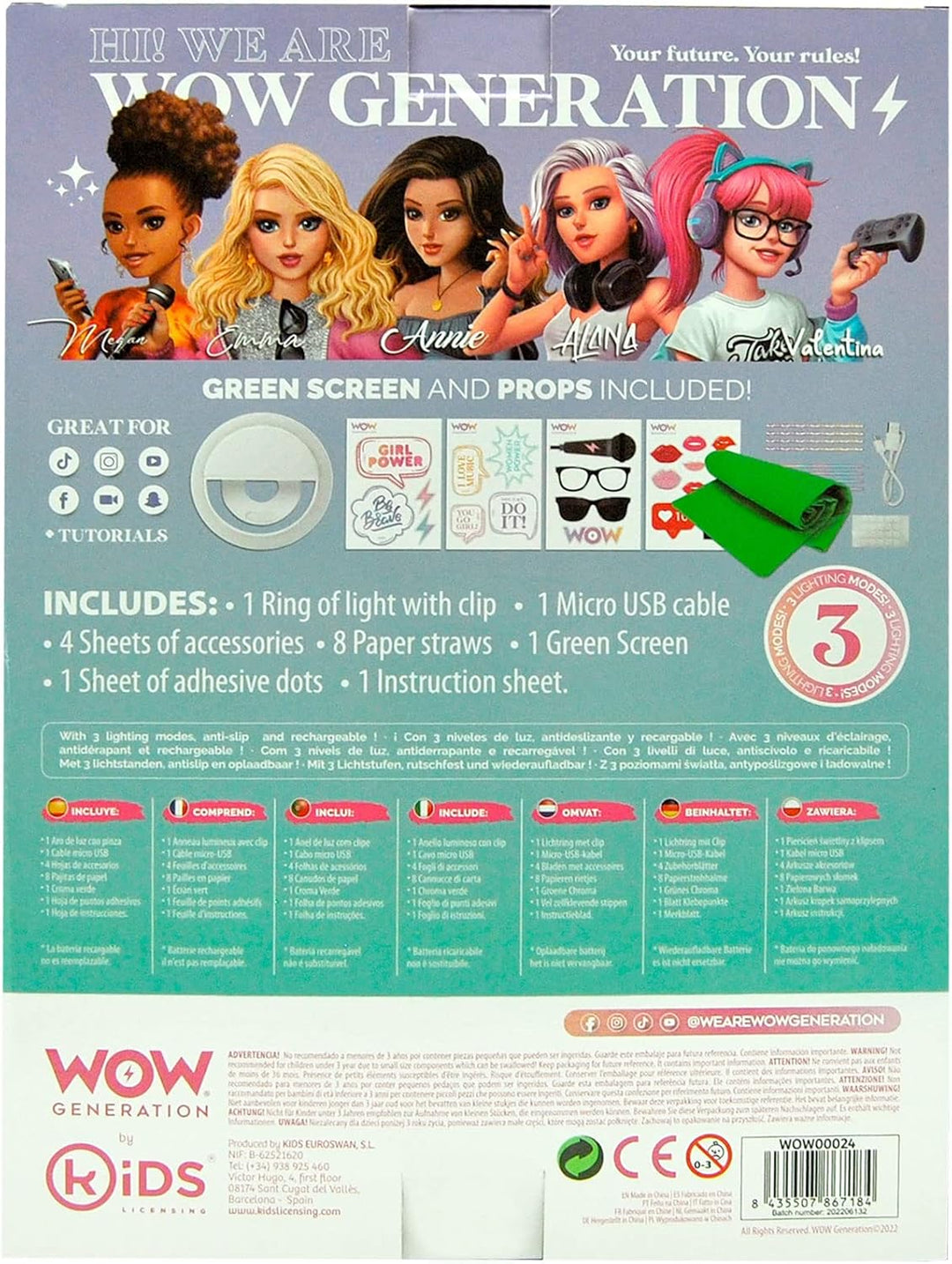 Kids Euroswan WOW00024 Selfie Light Ring with Wow Generation Accessories - Multic