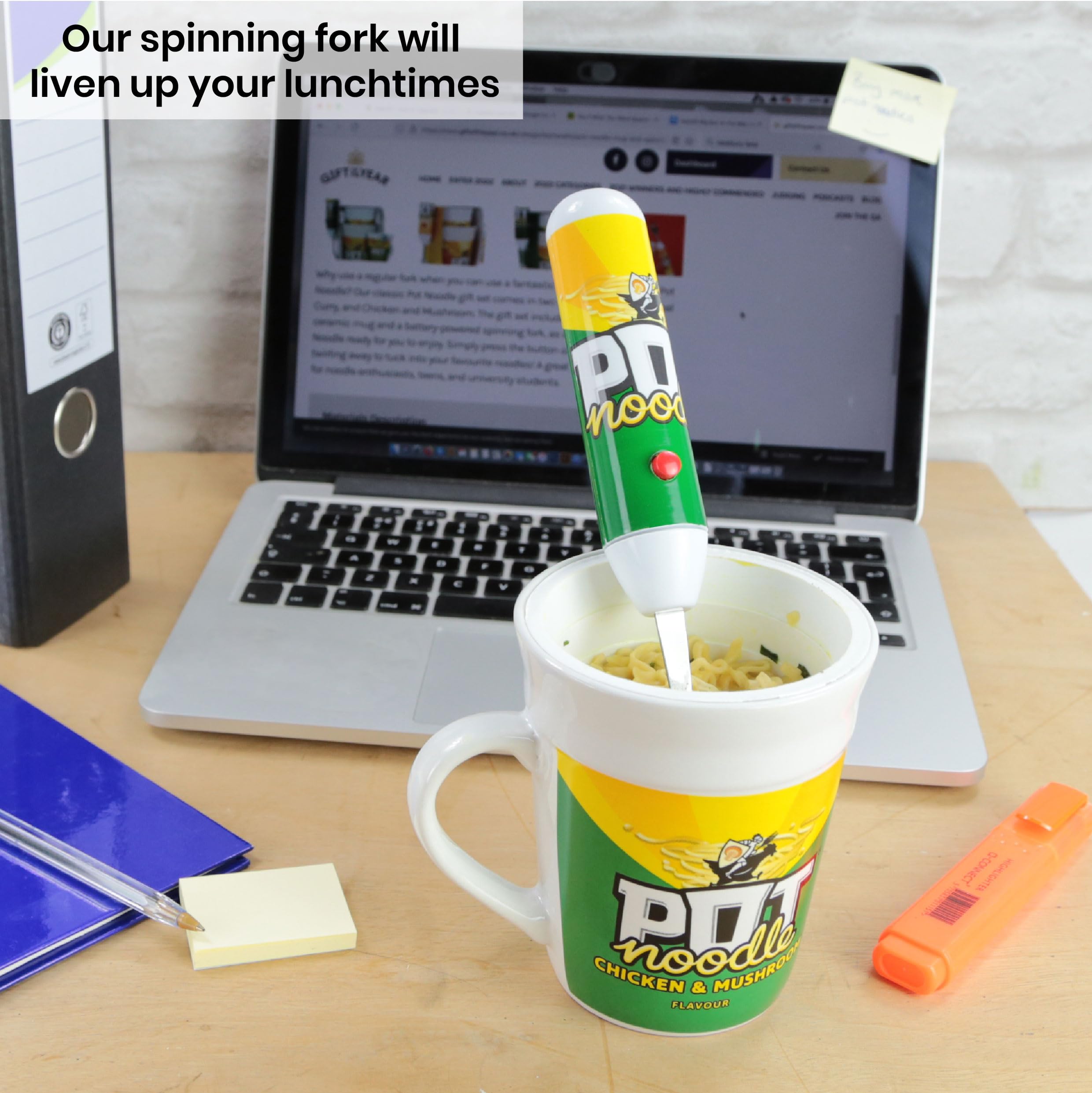 Kimm & Miller Pot Noodle Gift Set with Spinning Fork & Mug - Original Curry Novelty 3