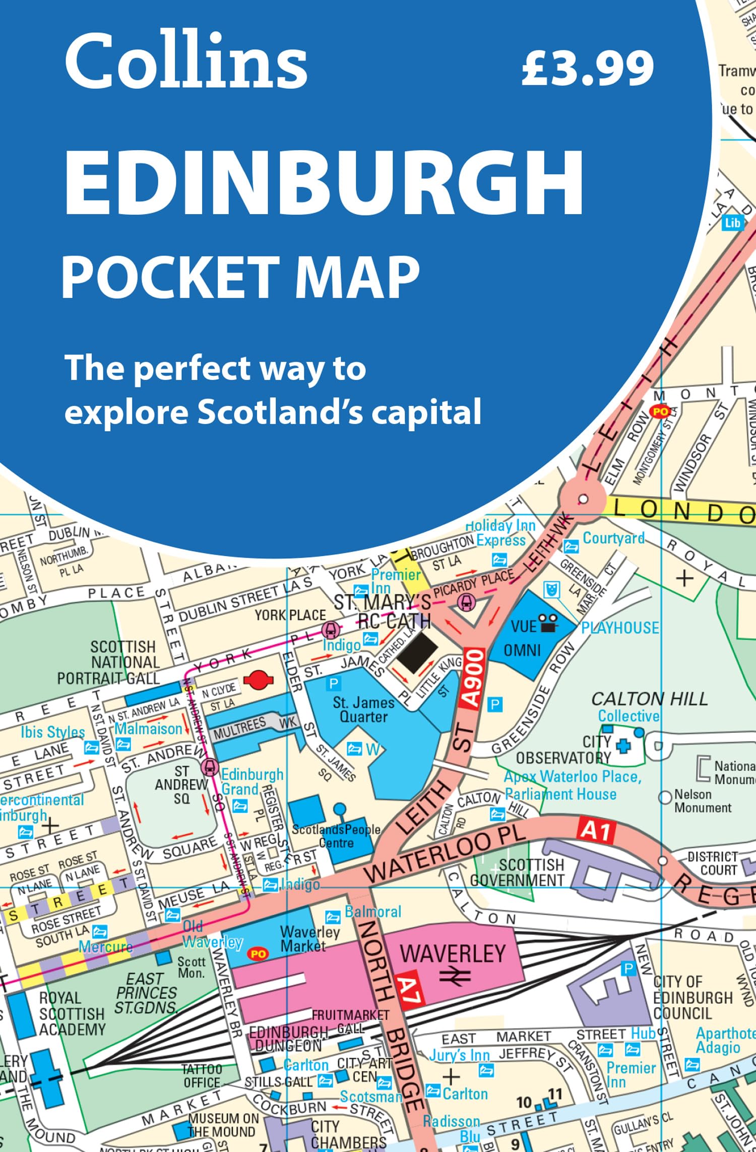Collins Edinburgh Pocket Map - Full Color, Folded Map, English Language 1