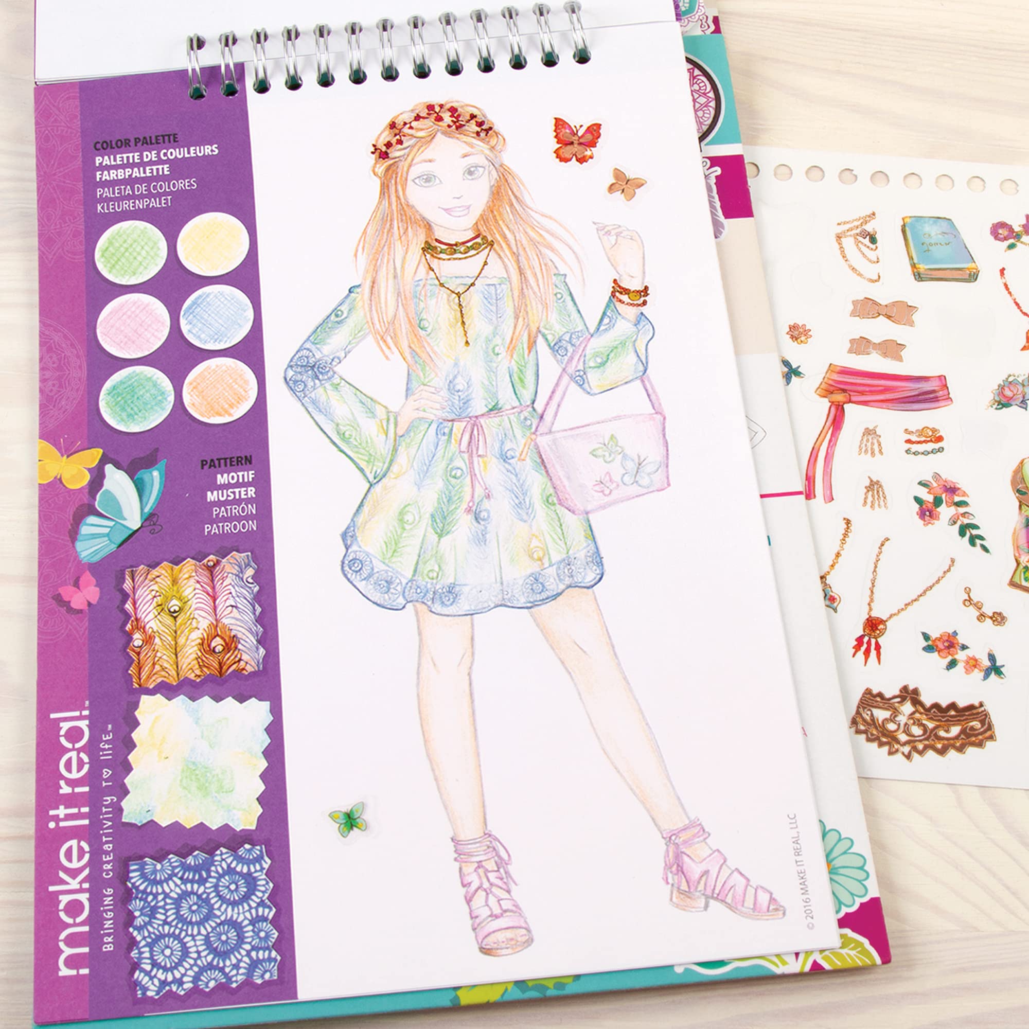 Make It Real Fashion Design Sketchbook: Blooming Creativity | Includes Stencils, Puffy Stickers, Foil Stickers | Ages 6+ 7