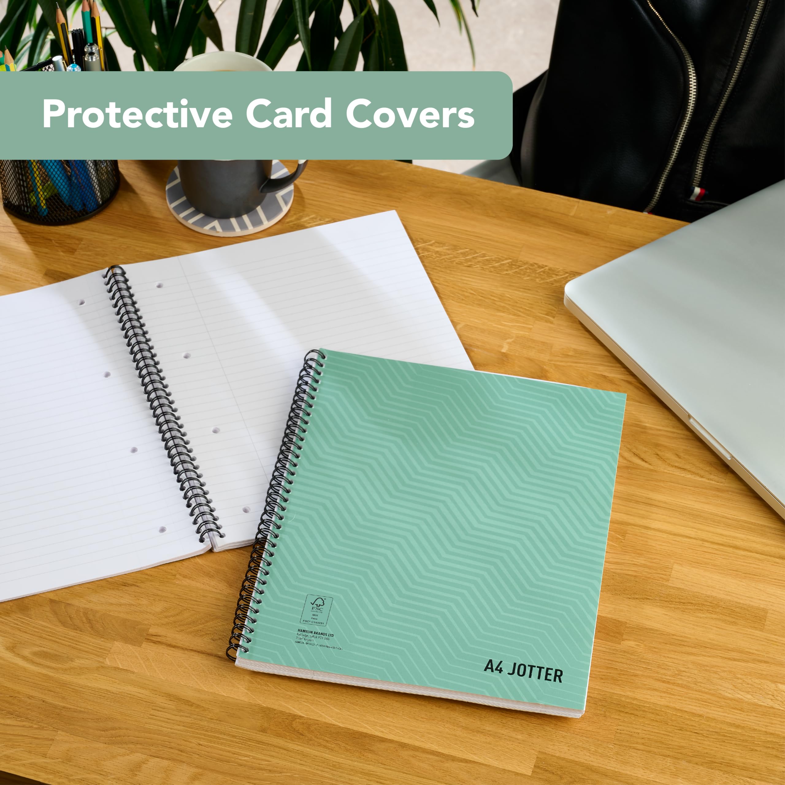 SUMMIT A4 Metallic Wirebound Notebook - 3 Pack, Ruled, 160 Pages, Green 3