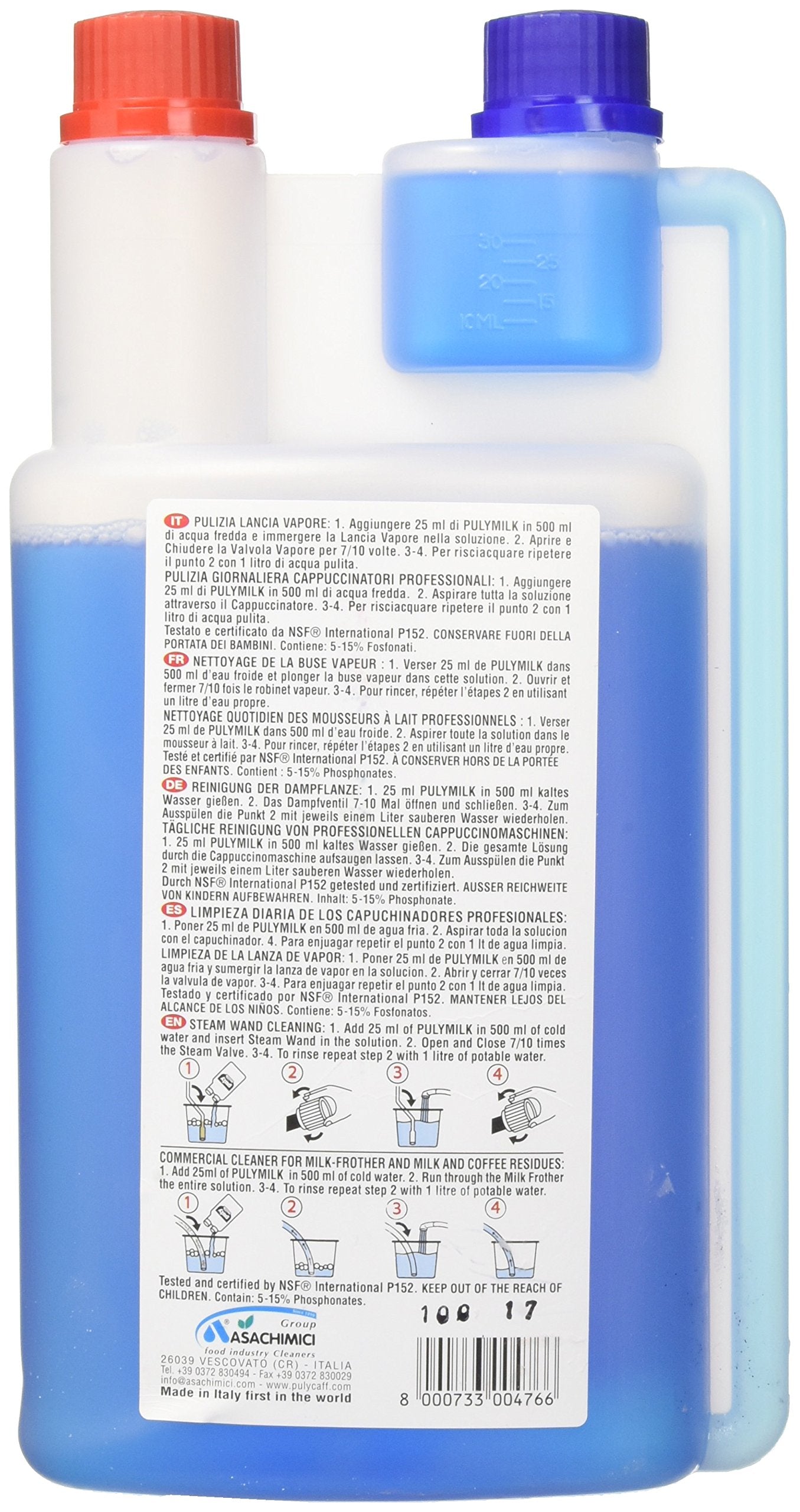 Puly Caff Milk Plus Milk Foam Cleaner - Descaler for Coffee Machines | 1 L Liquid