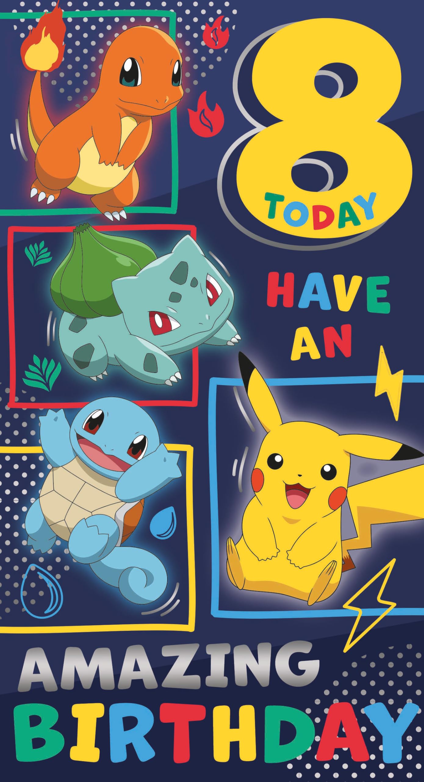 Danilo Promotions LTD Pokemon Birthday Card for Age 8 | Standard Size 22.9cm x 12.7cm | Recycled Content 1