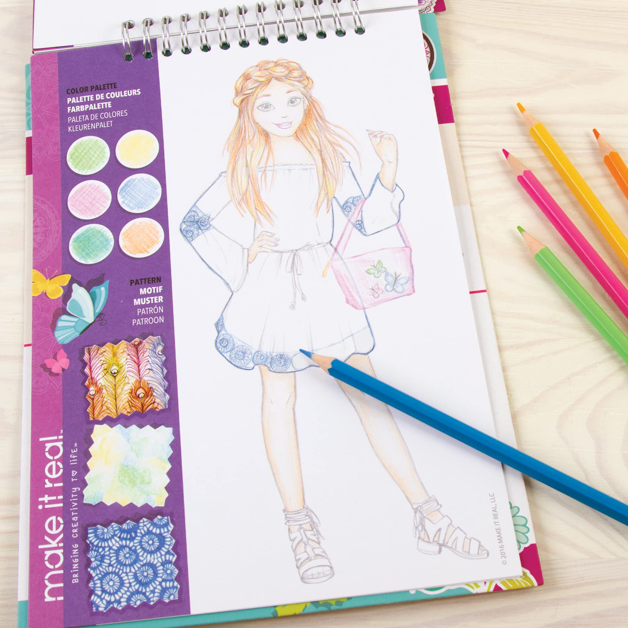 Make It Real Fashion Design Sketchbook: Blooming Creativity | Includes Stencils, Puffy Stickers, Foil Stickers | Ages 6+ 6