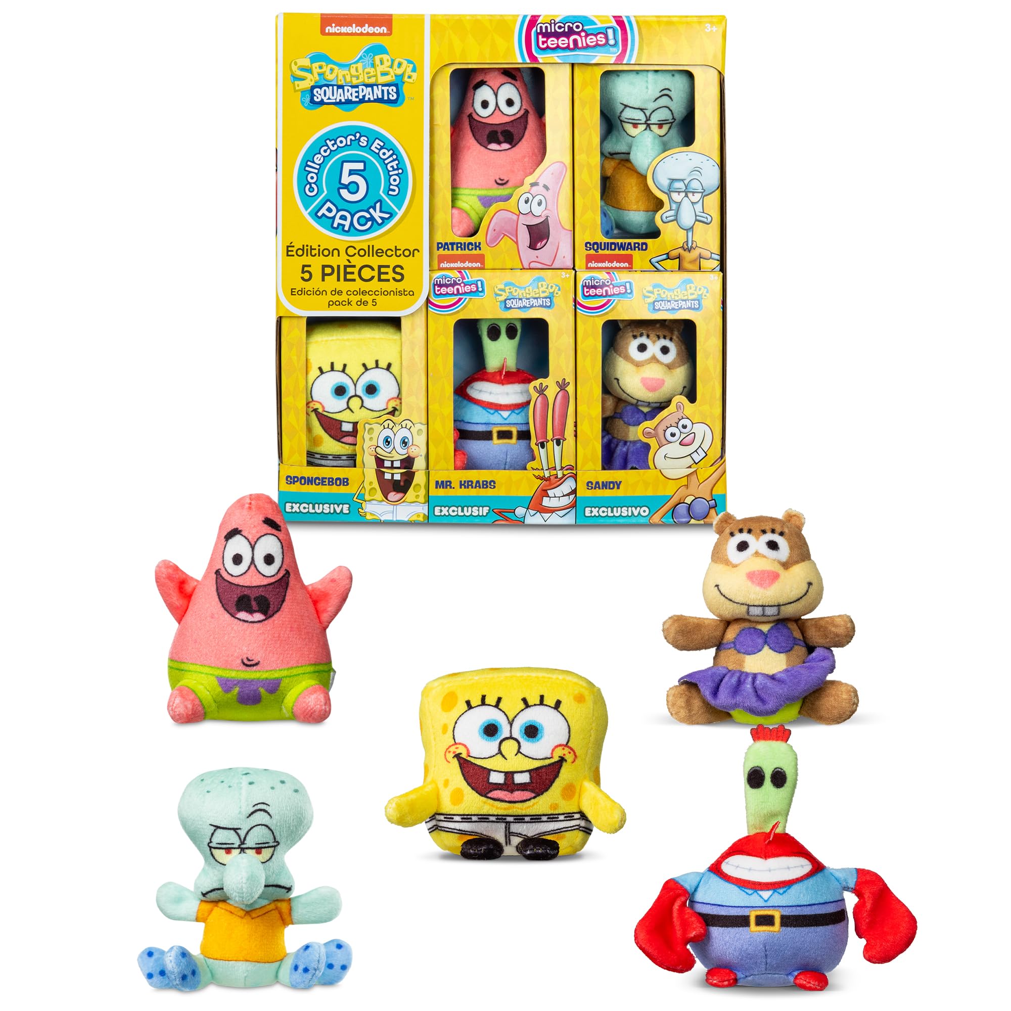 Micro Teenies SpongeBob SquarePants Collector 5-Pack - Miniature Plush Figures | Chase Characters Included