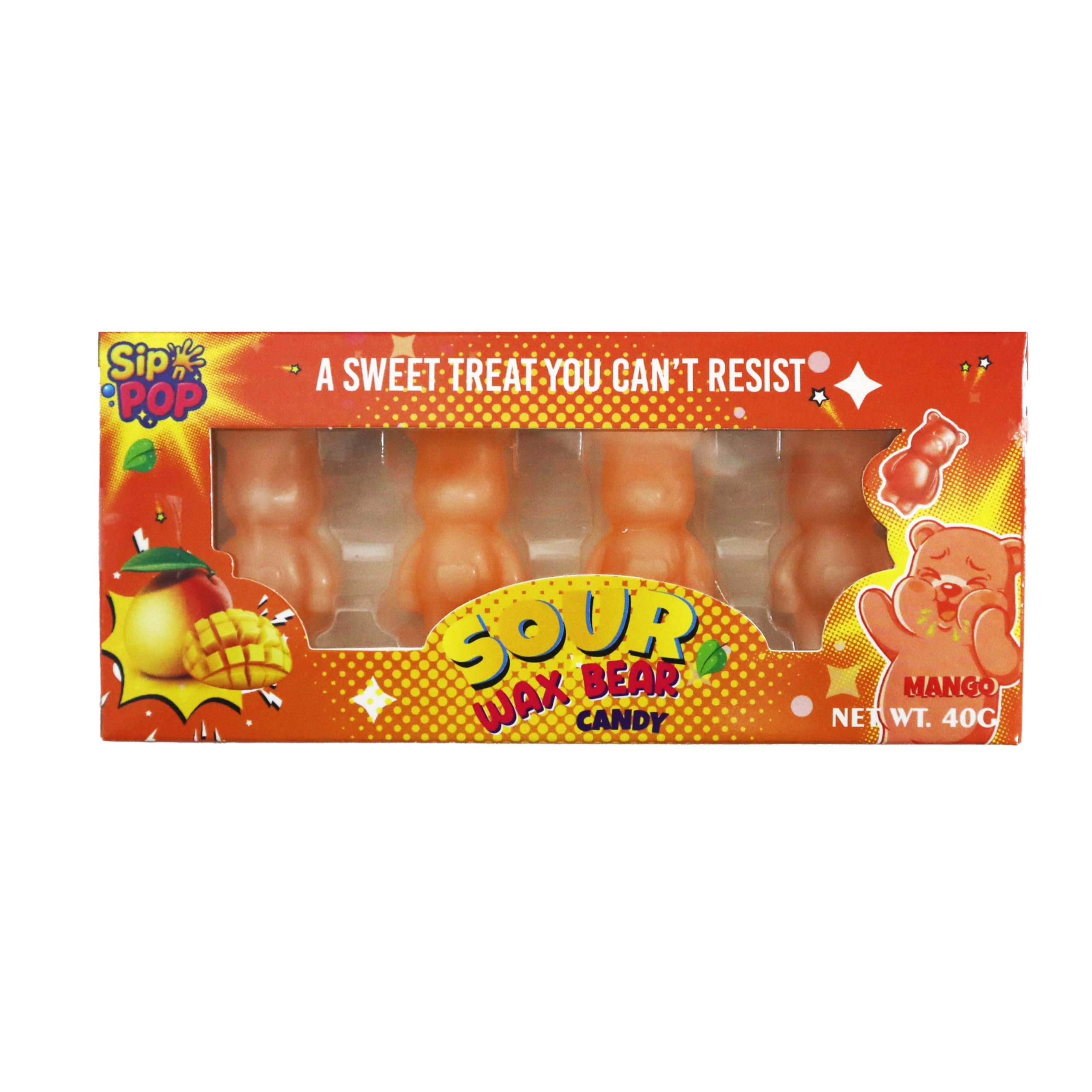SHINE WAX CANDY - Sour Bear & Mango Liquid Filled Retro Sweet | 40g 1